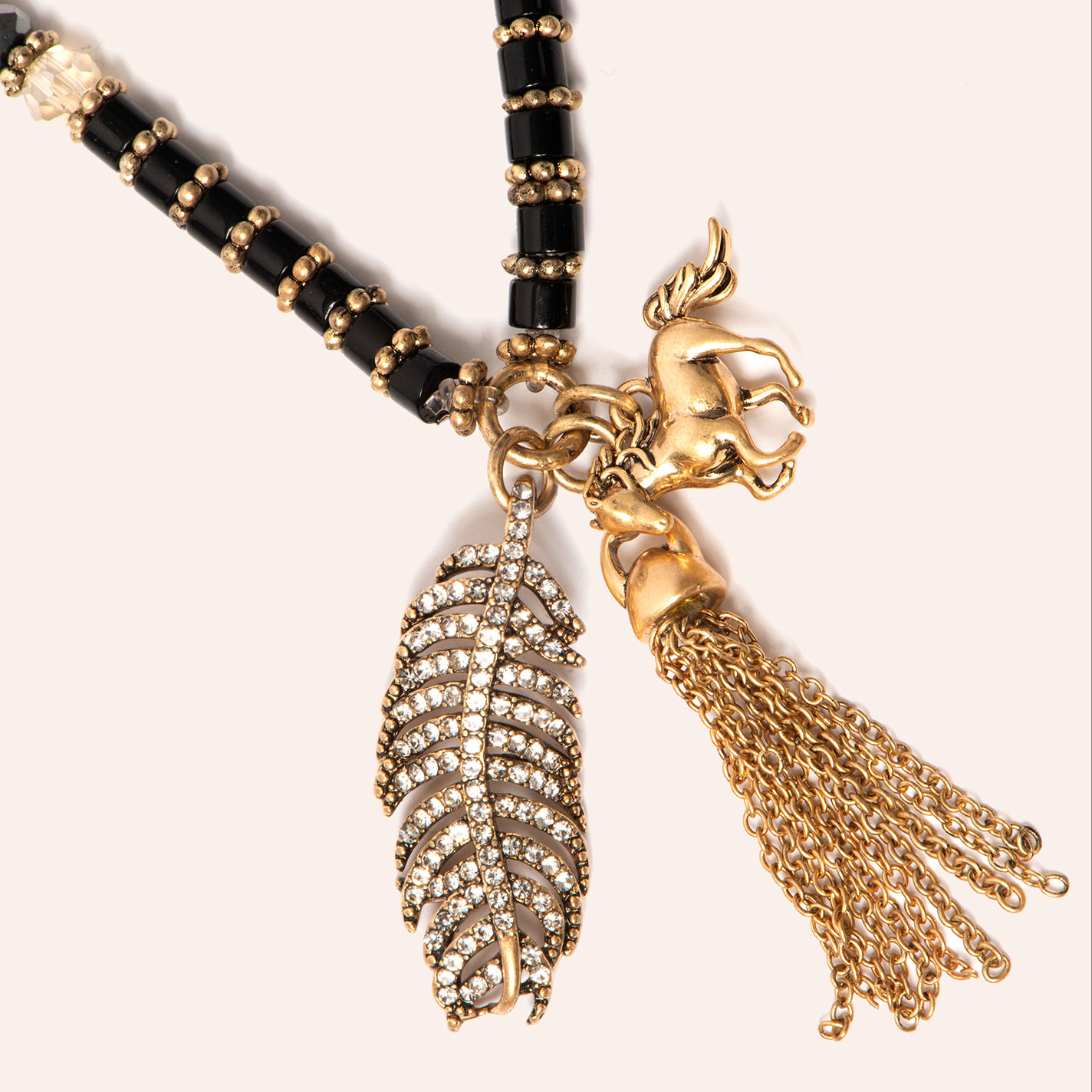 Lainey Wilson Gold & Jet Beaded Convertible Necklace Bracelet - Image 1