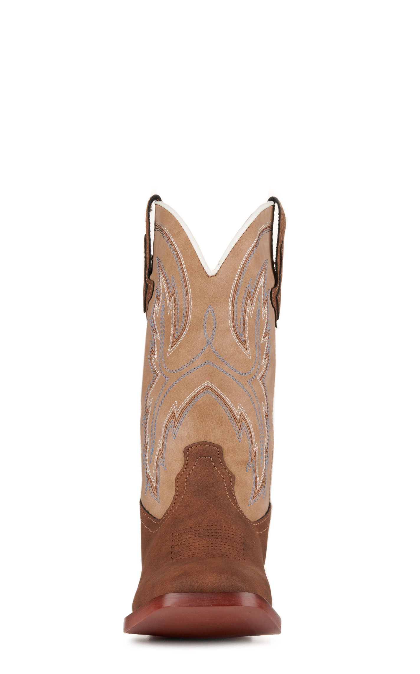 Roper Kids' Eastwood Brown and Tan Faux Leather Square Toe Cowboy Boots - Image 1