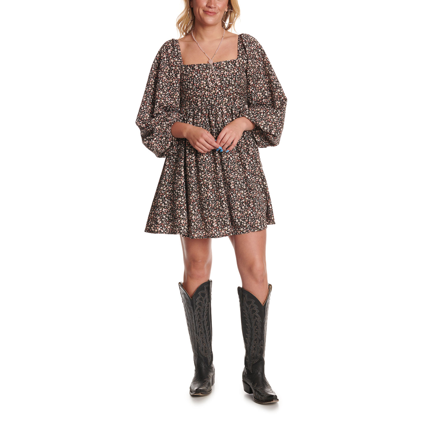 Yura Women's Black & Multi Floral Ditsy Print Mini Dress - Image 1
