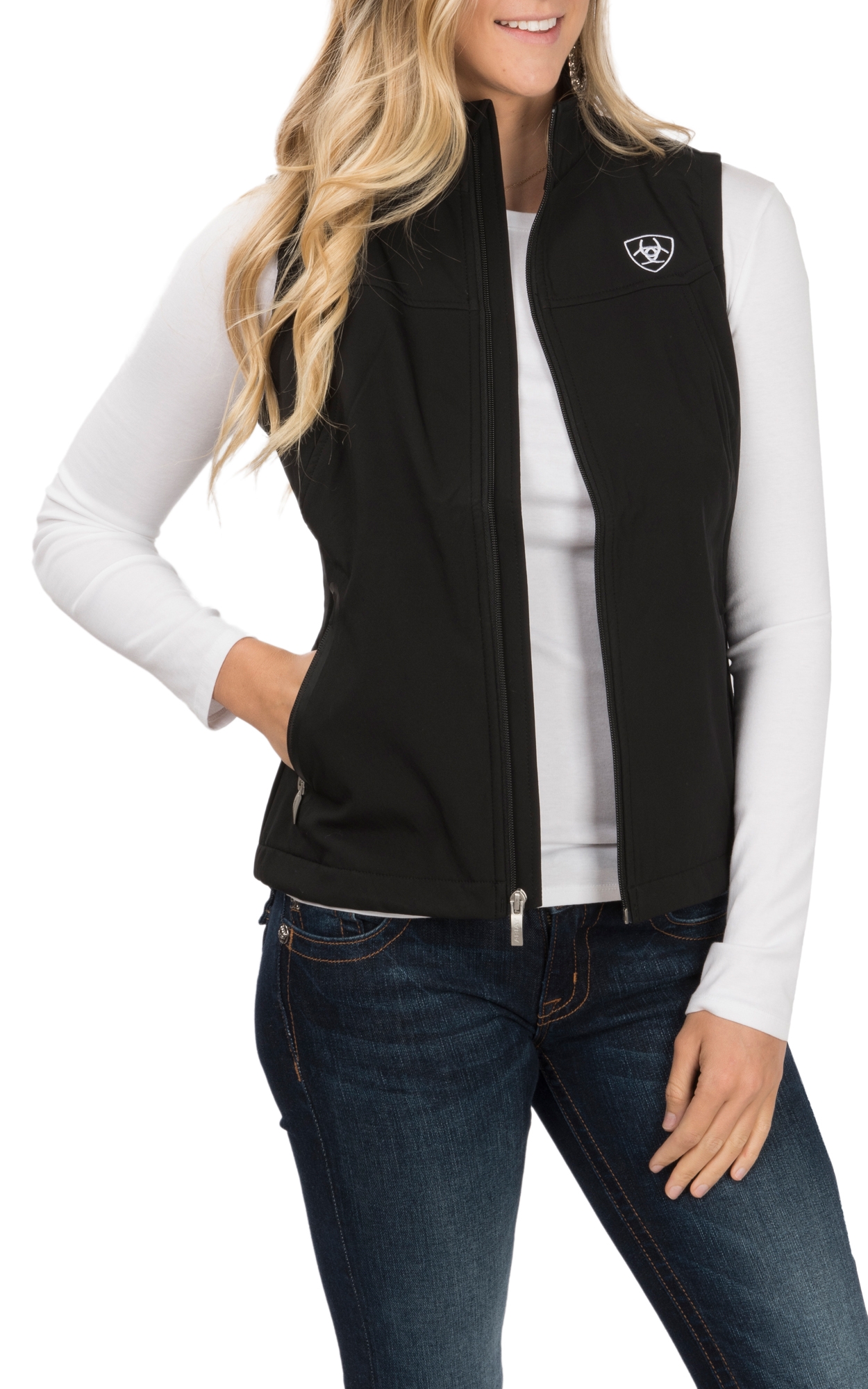 Ariat Women's Black Team Logo Softshell Vest - Image 1