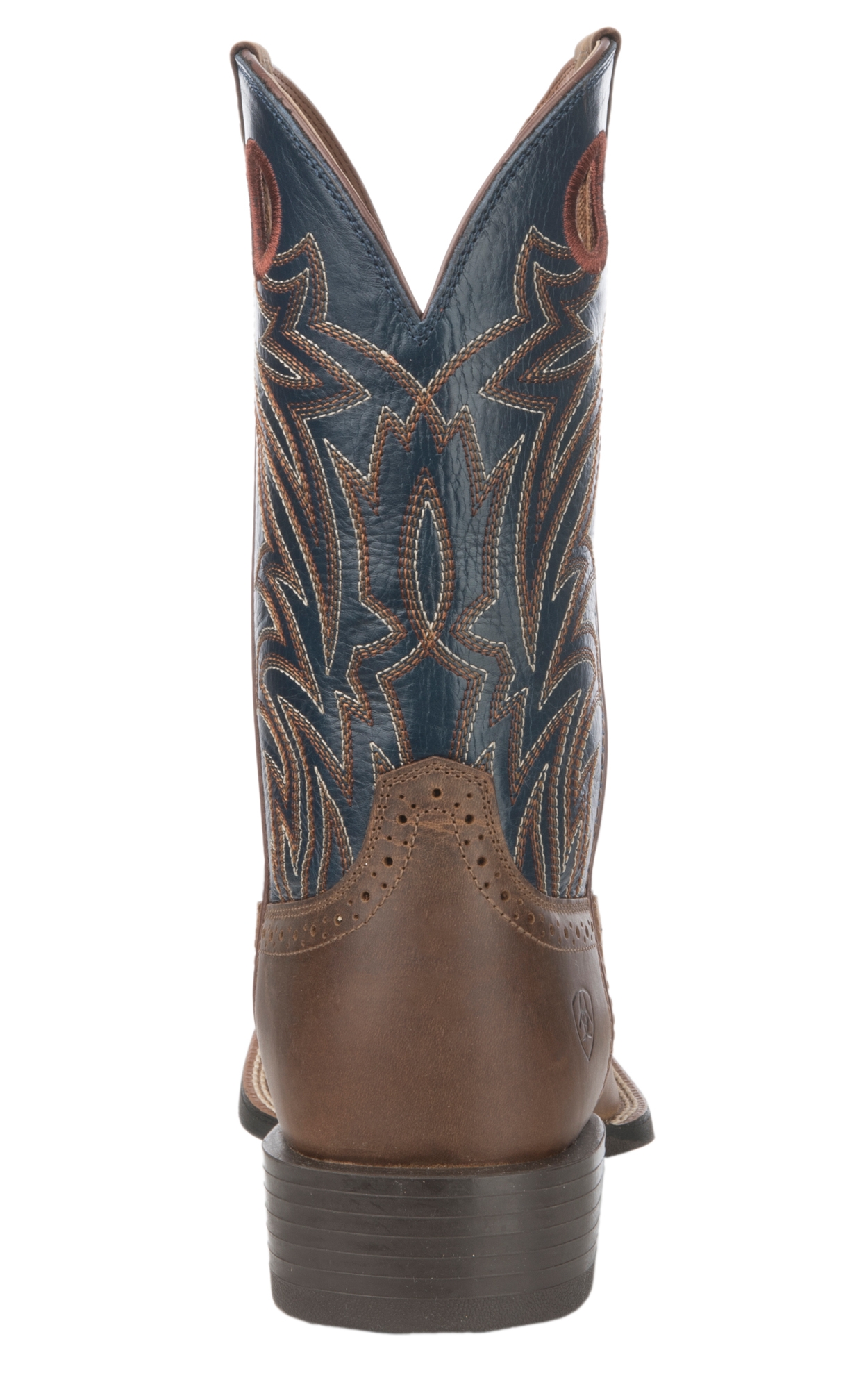 Ariat Men's Sport Sidebet Distressed Brown & Blue Wide Square Toe Cowboy Boots - Image 1