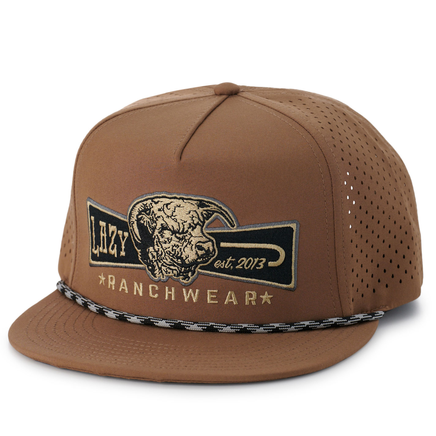 Lazy J Ranch Wear Men's Khaki Performance Mesh & Banner Logo Cap - Image 1
