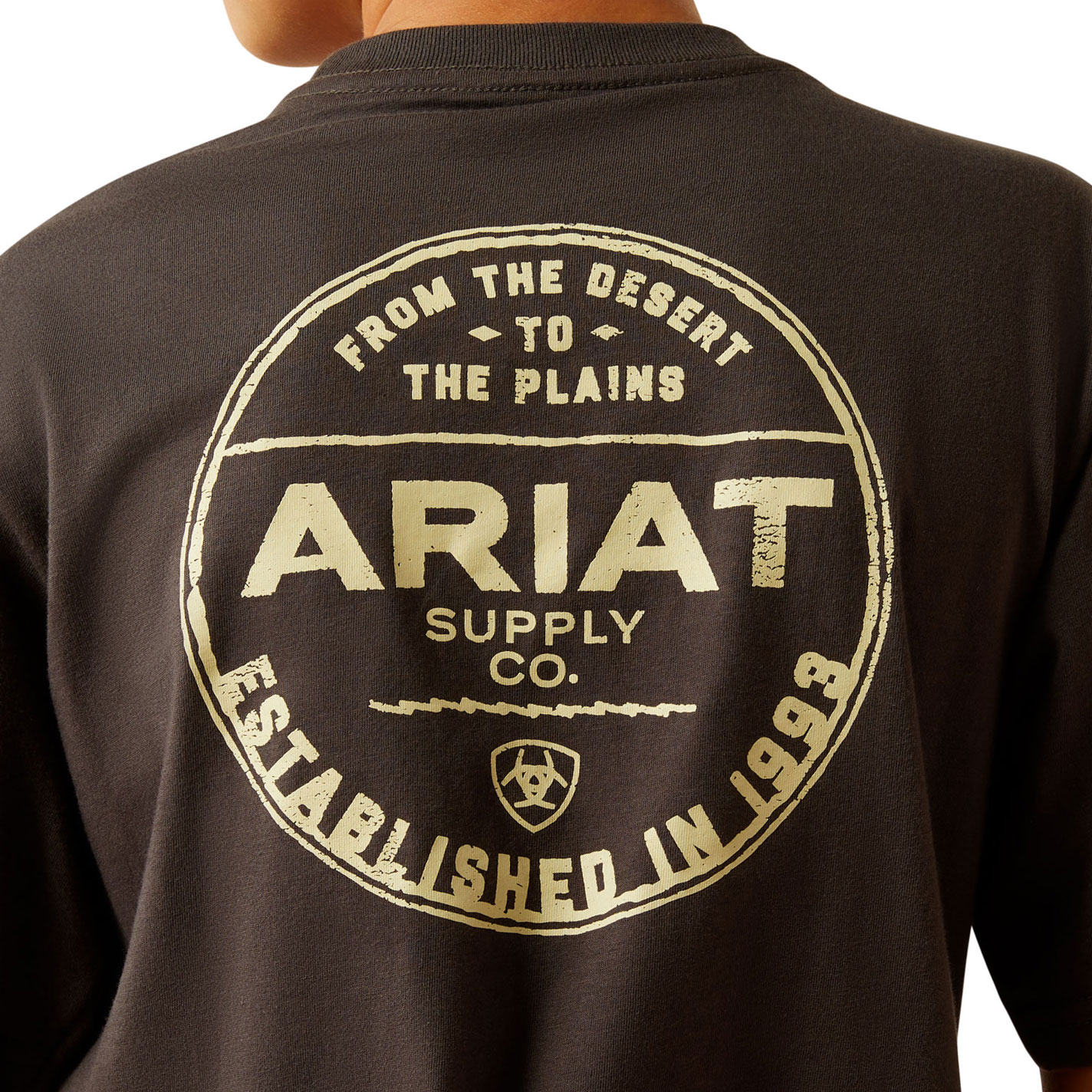 Ariat Boy's Dark Cement & Latte Logo Graphic T-Shirt - Image 1
