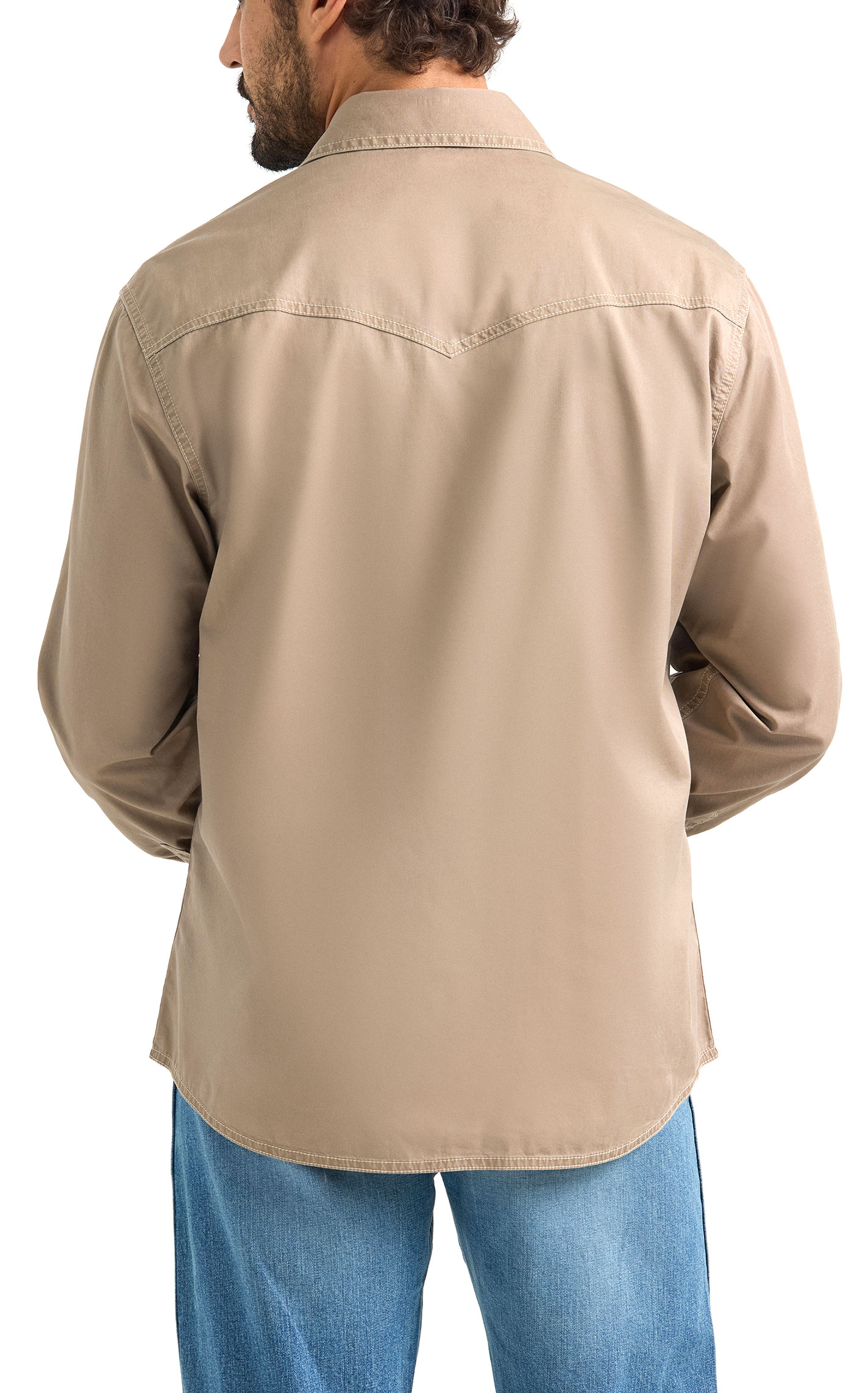 Wrangler Retro Men's Solid Taupe Western Shirt - Image 1