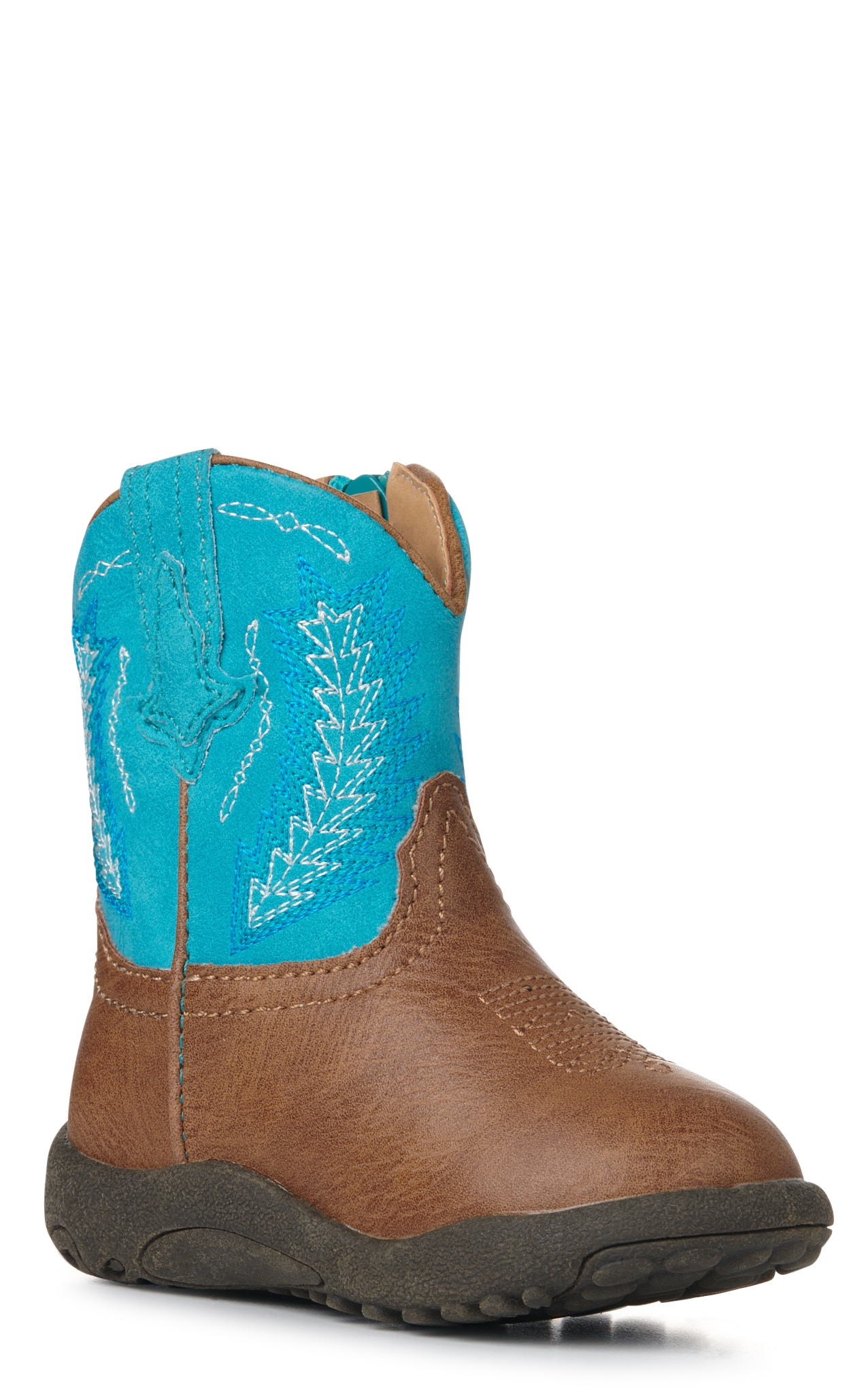 Roper Infant Tan and Blue Round Toe Cowboy Boots - Image 1