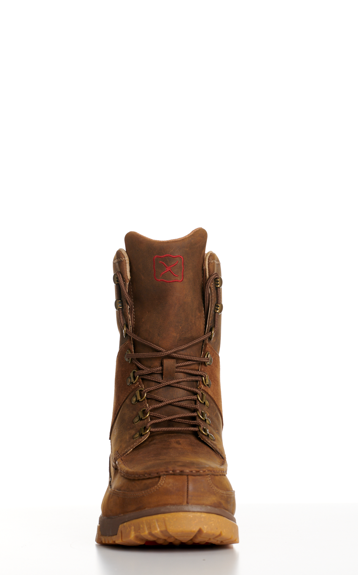 Twisted X Men's Distressed Saddle Brown CellStretch Metguard Round Composite Moc Toe Lace Up Work Boot - Image 1
