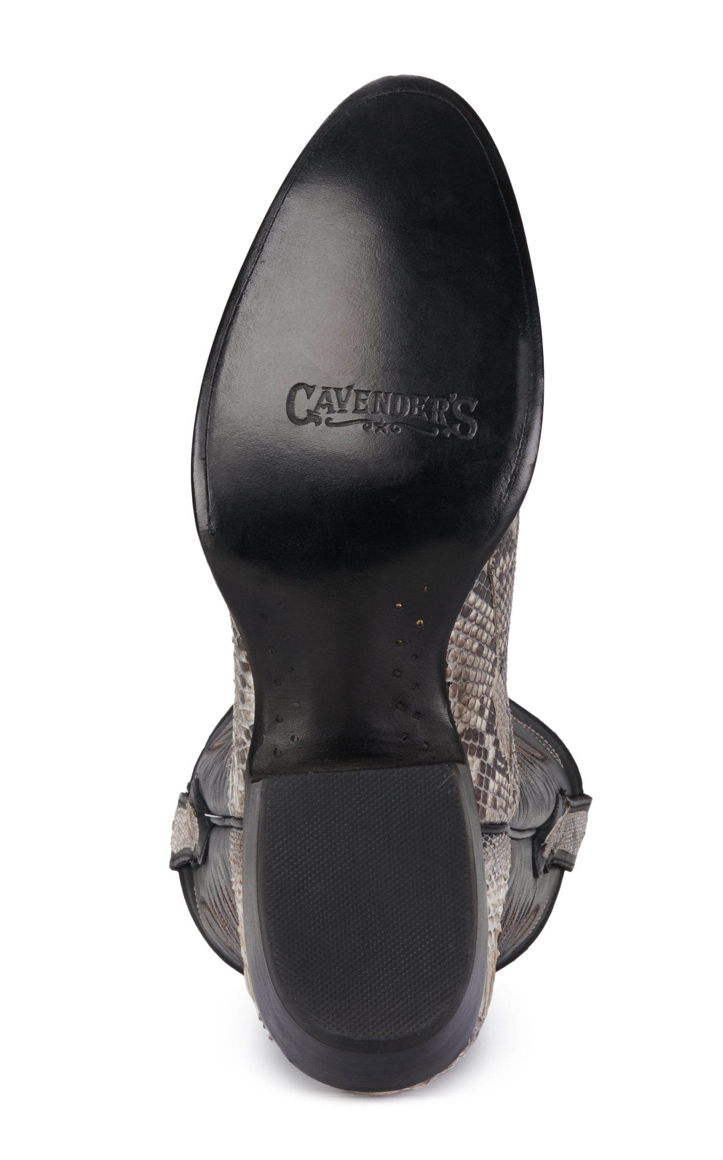 Cavender's Men's Black & Lamesa Natural Python R Toe Exotic Cowboy Boots - Image 1