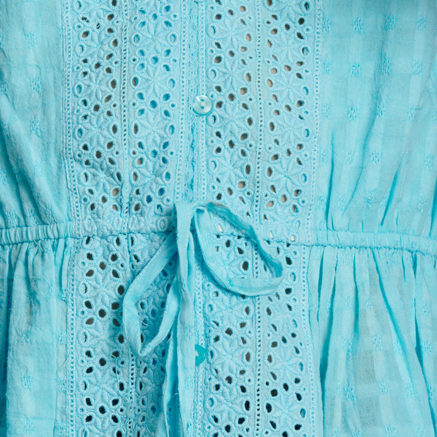 Rockin C Women's Turquoise Eyelet Accent Top - Image 1