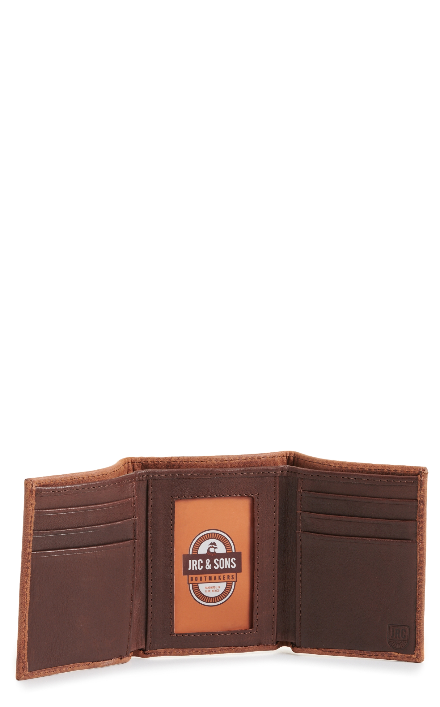 JRC & Sons Men's Tan Mad Dog Goat Leather Trifold Wallet - Image 1