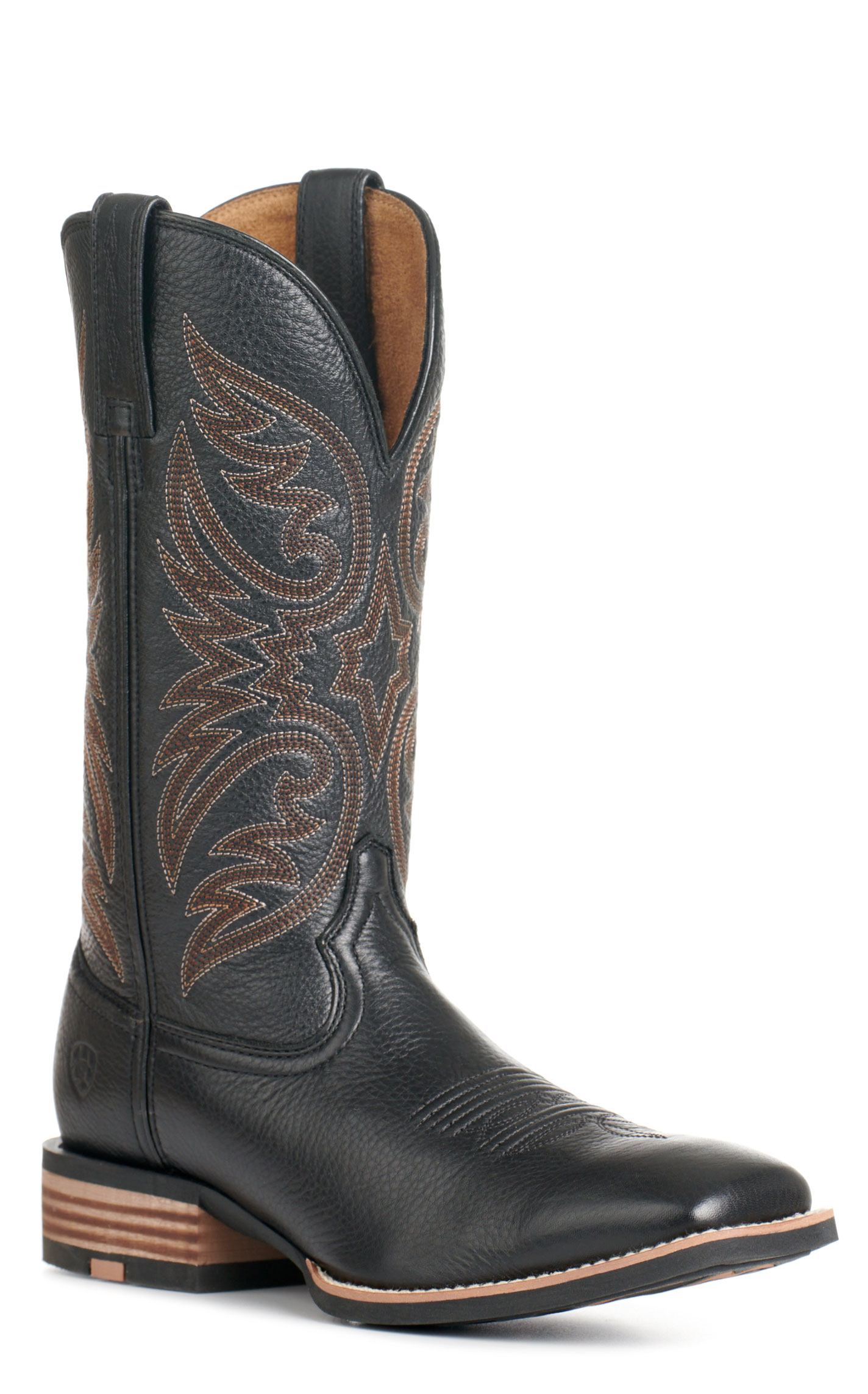 Ariat Men's Ricochet Black Carbon SMARTLITE Wide Square Toe Cowboy Boots - Image 1