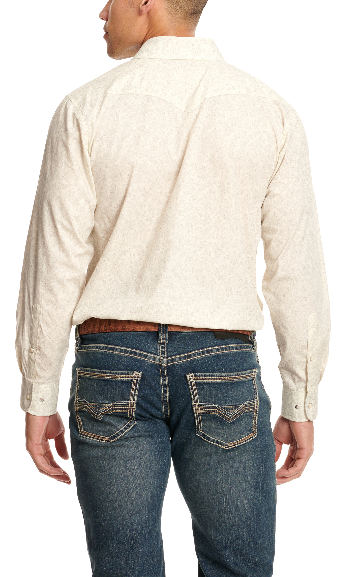Panhandle Men's Cream & Pale Gray Paisley Western Shirt - Image 1