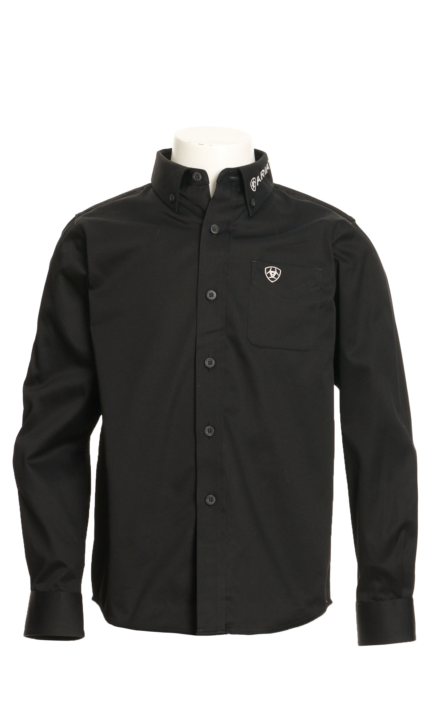 Ariat Boy's Black & White Team Logo Embroidered Long Sleeve Western Shirt  - Image 4