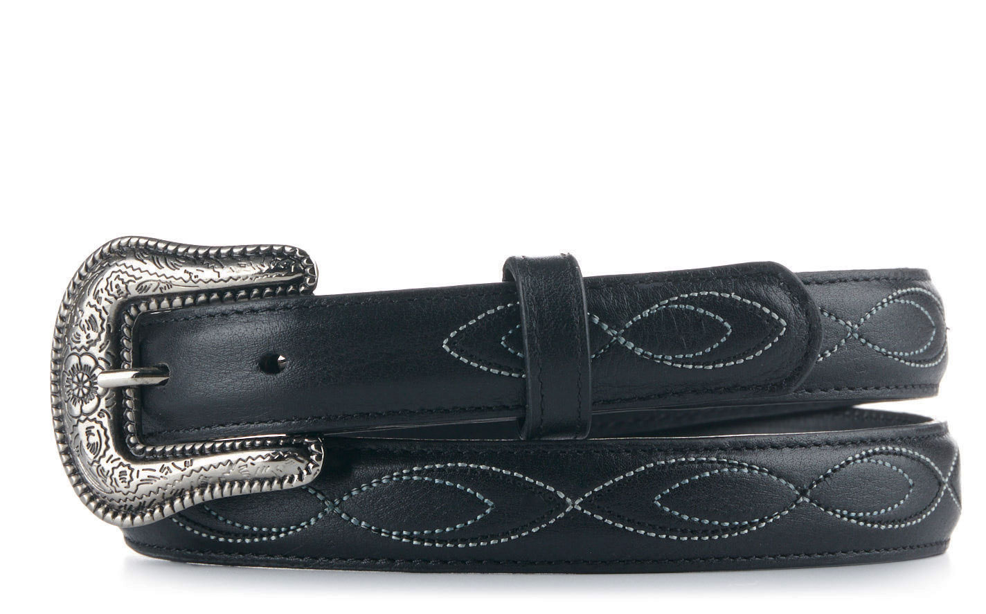 Cavender's Women's Black Leather Stitched Belt - Image 1