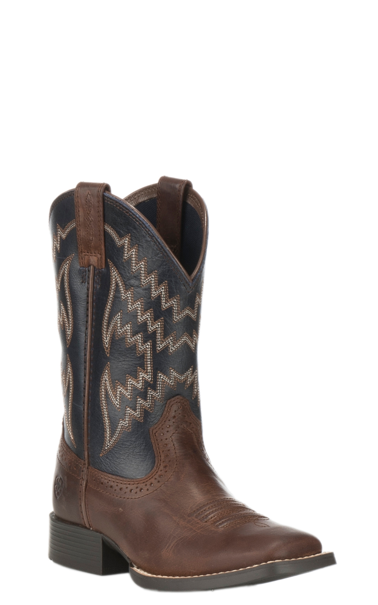 Ariat Youth Tycoon Brown with Arizona Sky Wide Square Toe Cowboy Boots - Image 1