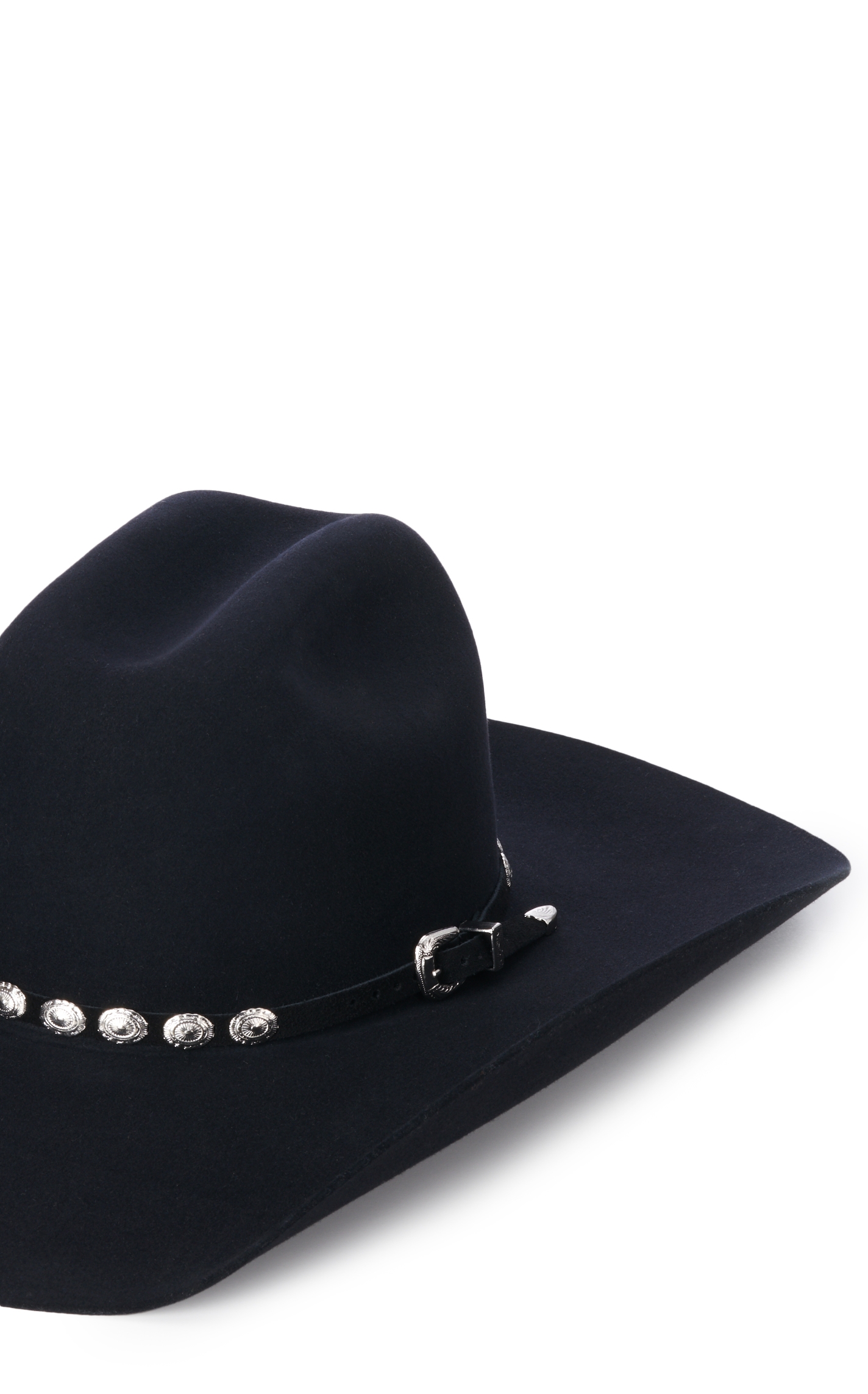 M&F Western Black Suede with Silver Conchos Hatband - Image 1