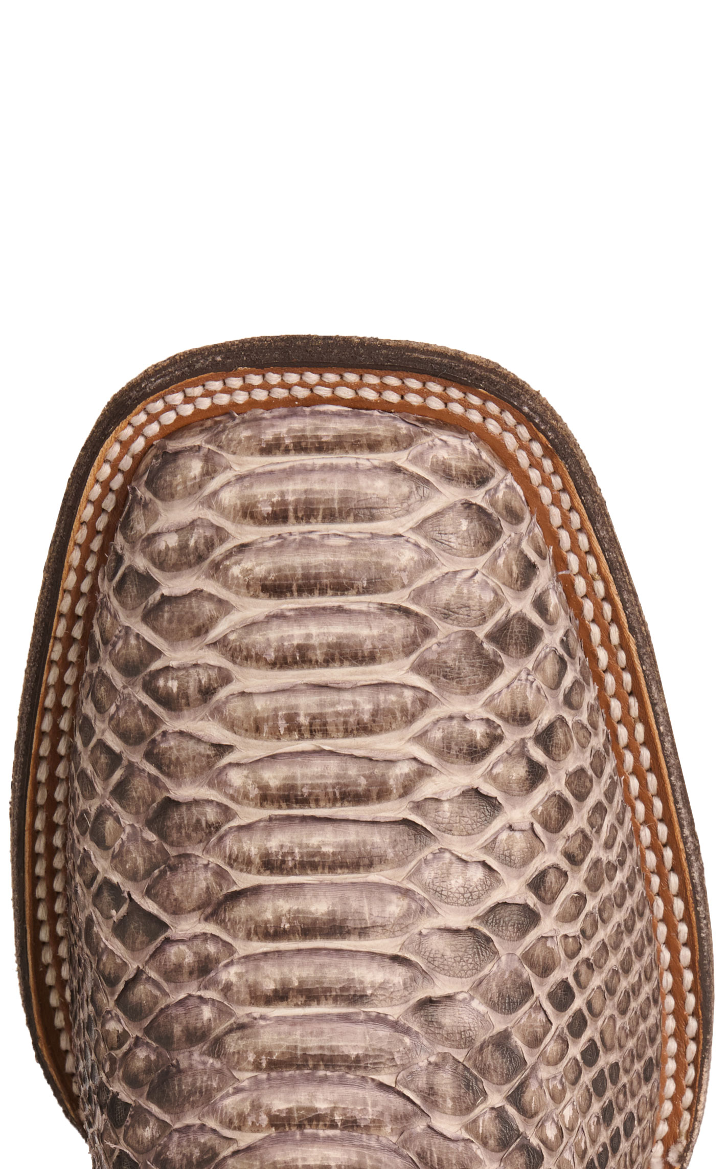 Cavender's Men's Endurance Natural Python and Chocolate Wide Square Toe Exotic Cowboy Boots - Image 1