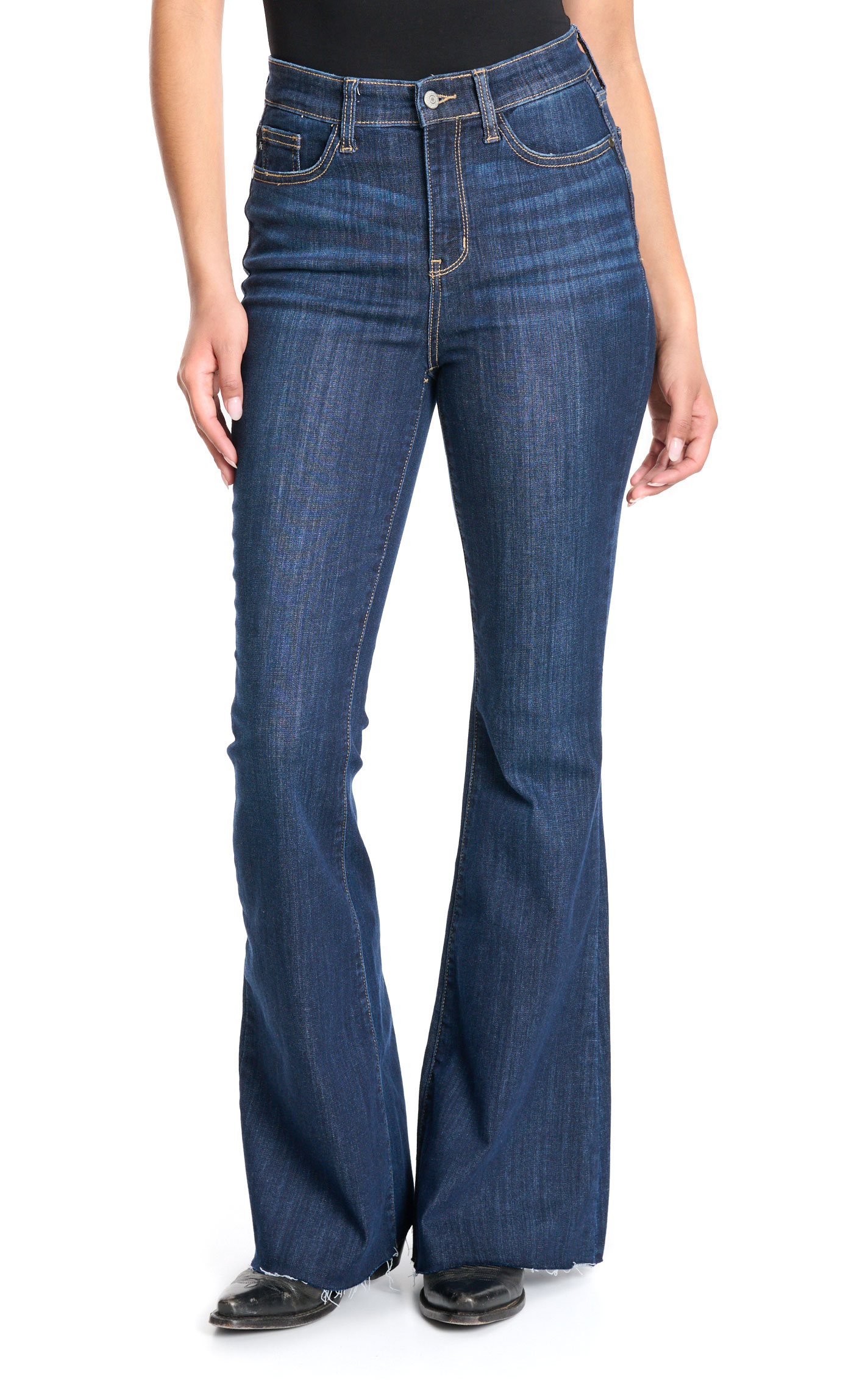 Judy Blue Women's Dark Wash Raw Hem Flare Jeans - Plus Sizes - Image 1