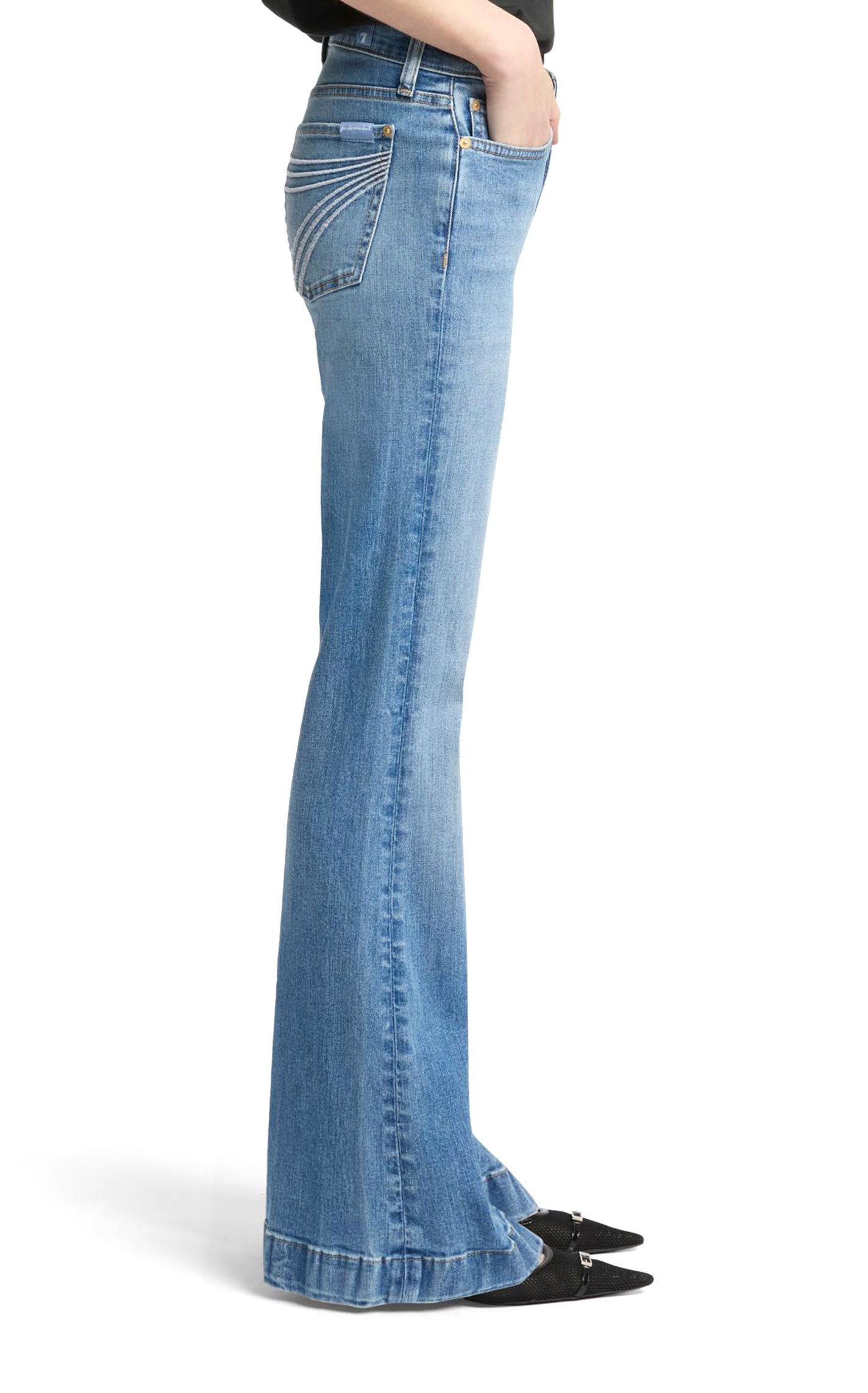 7 For All Mankind Women's DOJO Tailorless Light Wash Tonal Pocket Jeans - Image 1