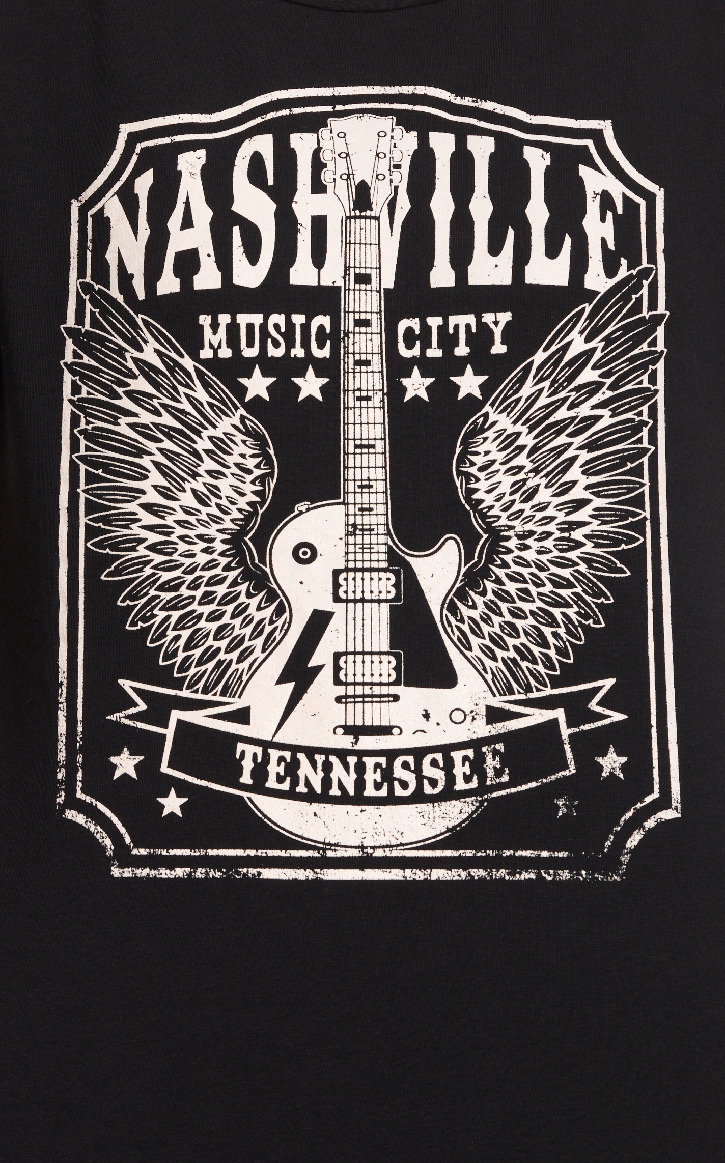 R.Rouge Women's Black & Cream Nashville Music City Graphic Short Sleeve T-Shirt - Image 1