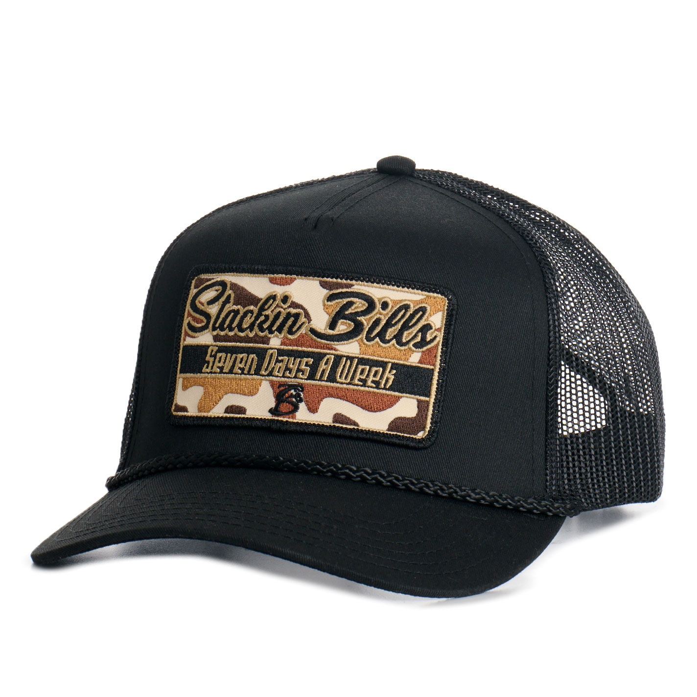 Stackin Bills Black & Brown Camo Logo Patch Snapback Cap - Image 1