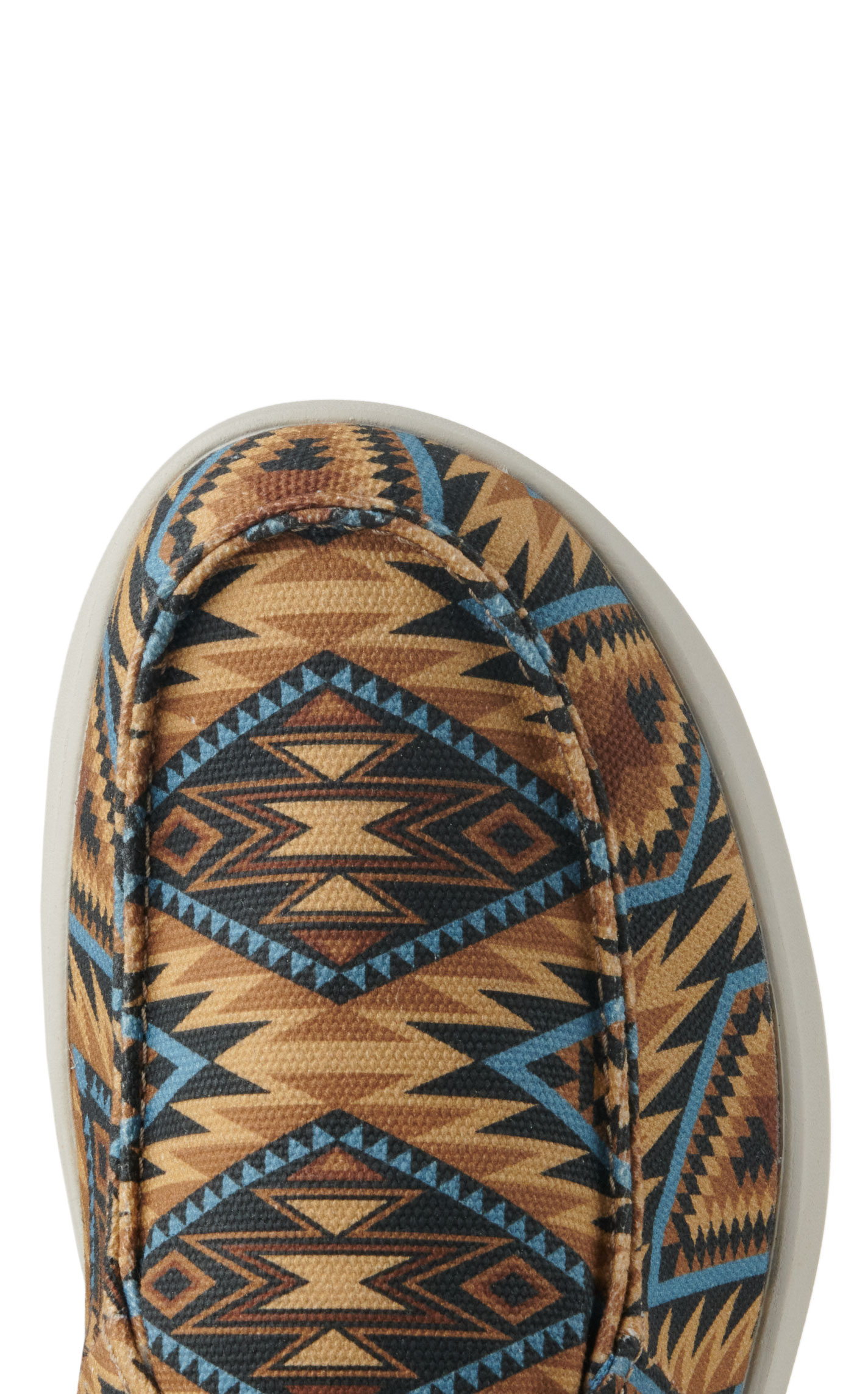 Ariat Men's Hilo Tan and Blue Aztec Print Moc Toe Lace Up Casual Shoe - Image 1