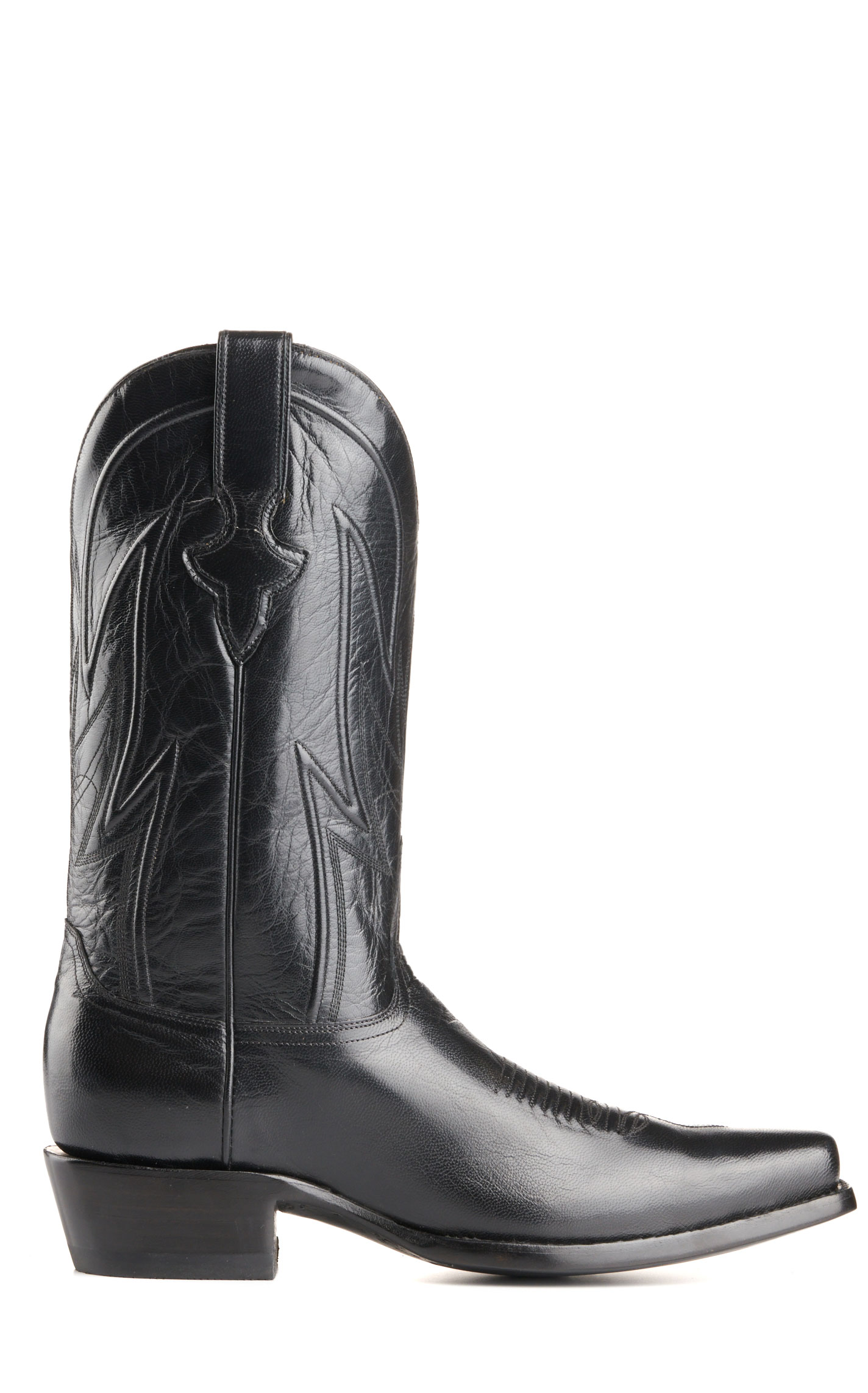 JRC & Sons Men's Wyatt Domingo Goat Punchy Square Toe Cowboy Boot in Black - Image 1