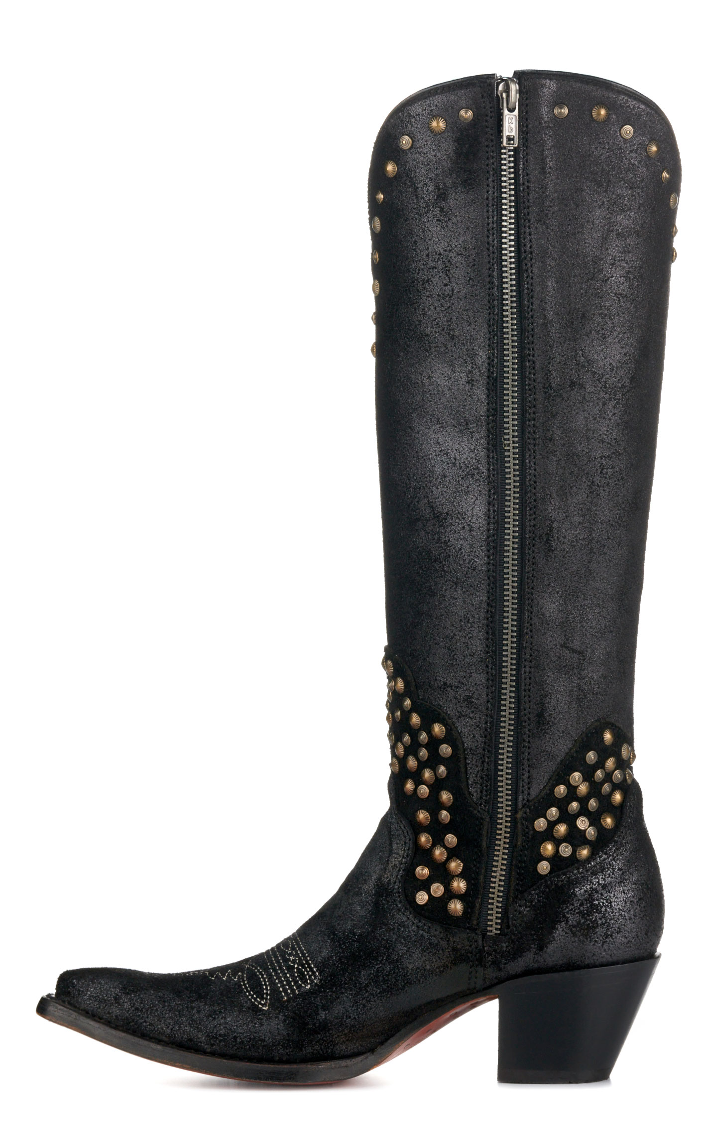 Corral Women's Black Metallized with Studs Pointed Toe Tall Cowboy Boots - Image 1