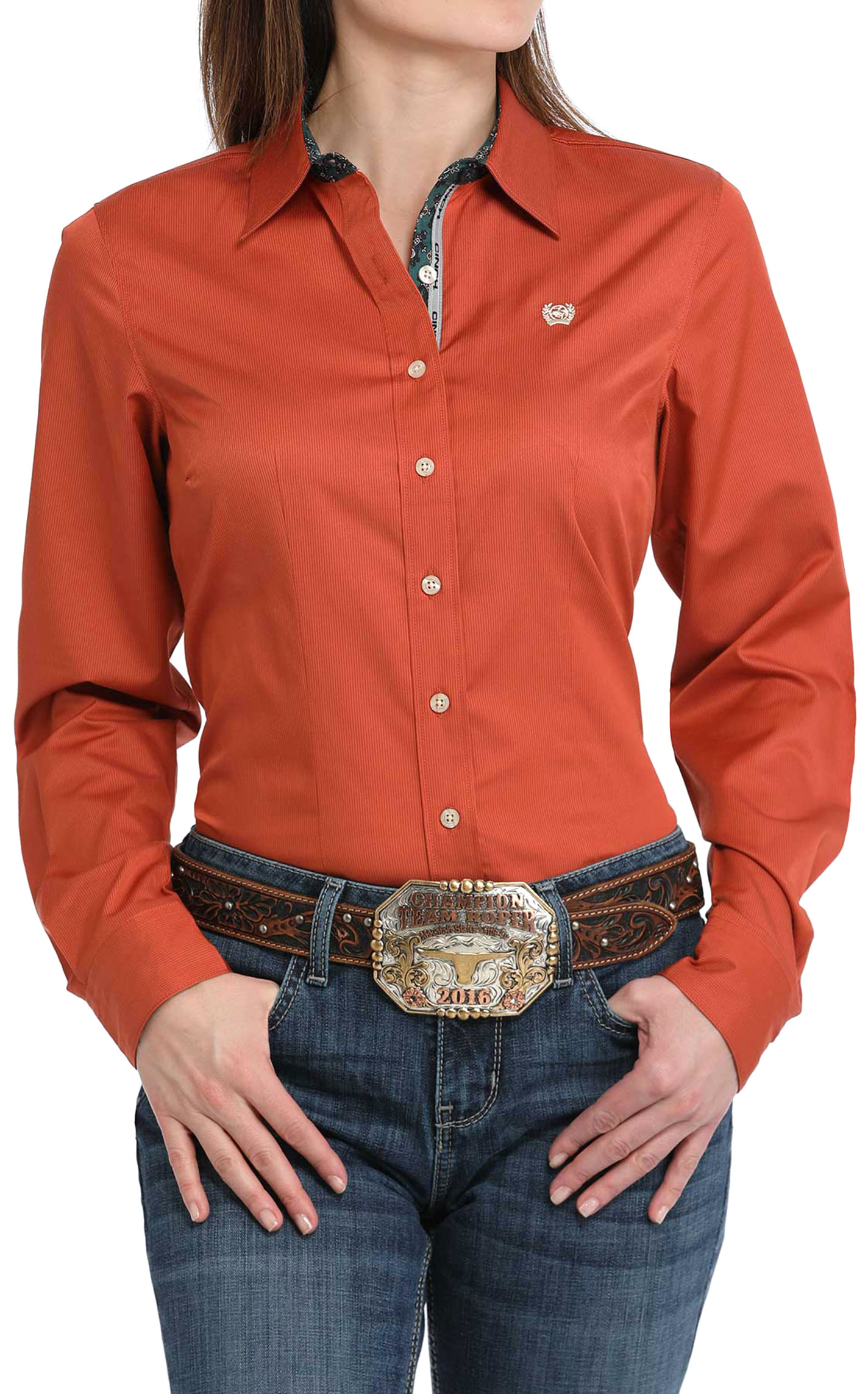 Cinch Women's Copper-Orange Western Shirt - Image 1