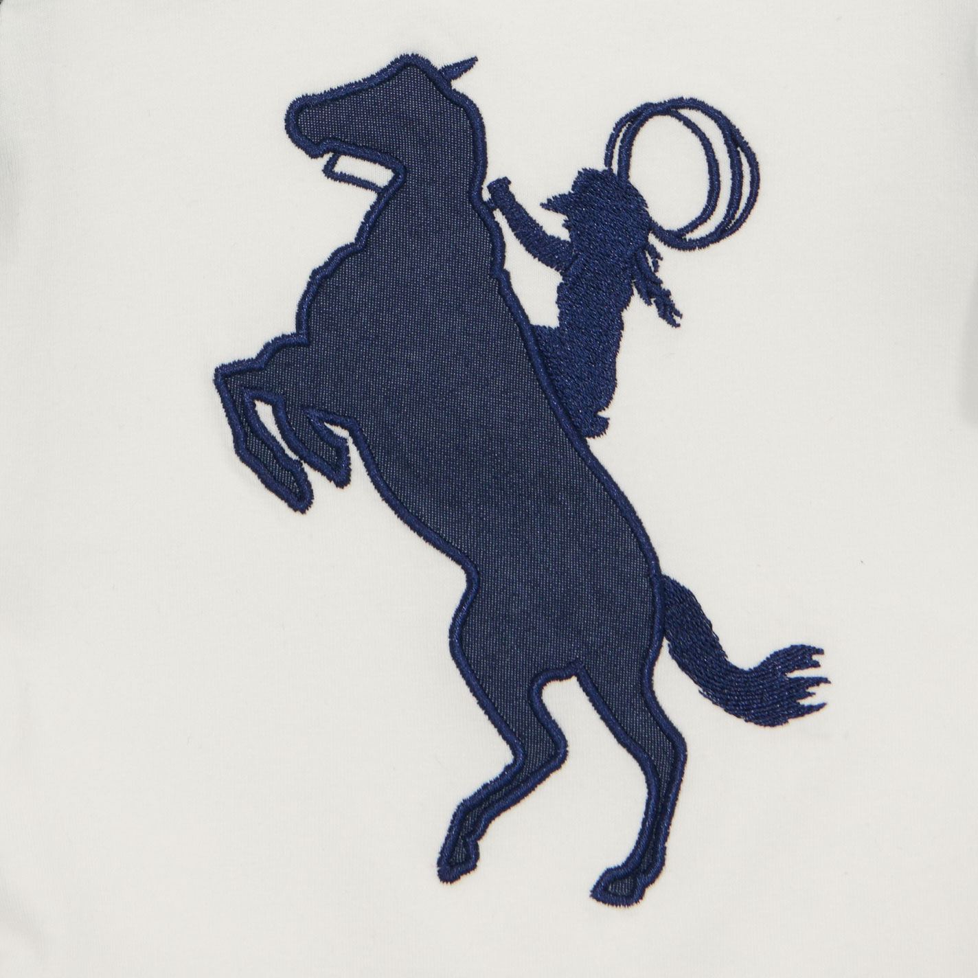 Shea Baby Infant Girl's White & Denim Bronc Rider Onesie - Image 1