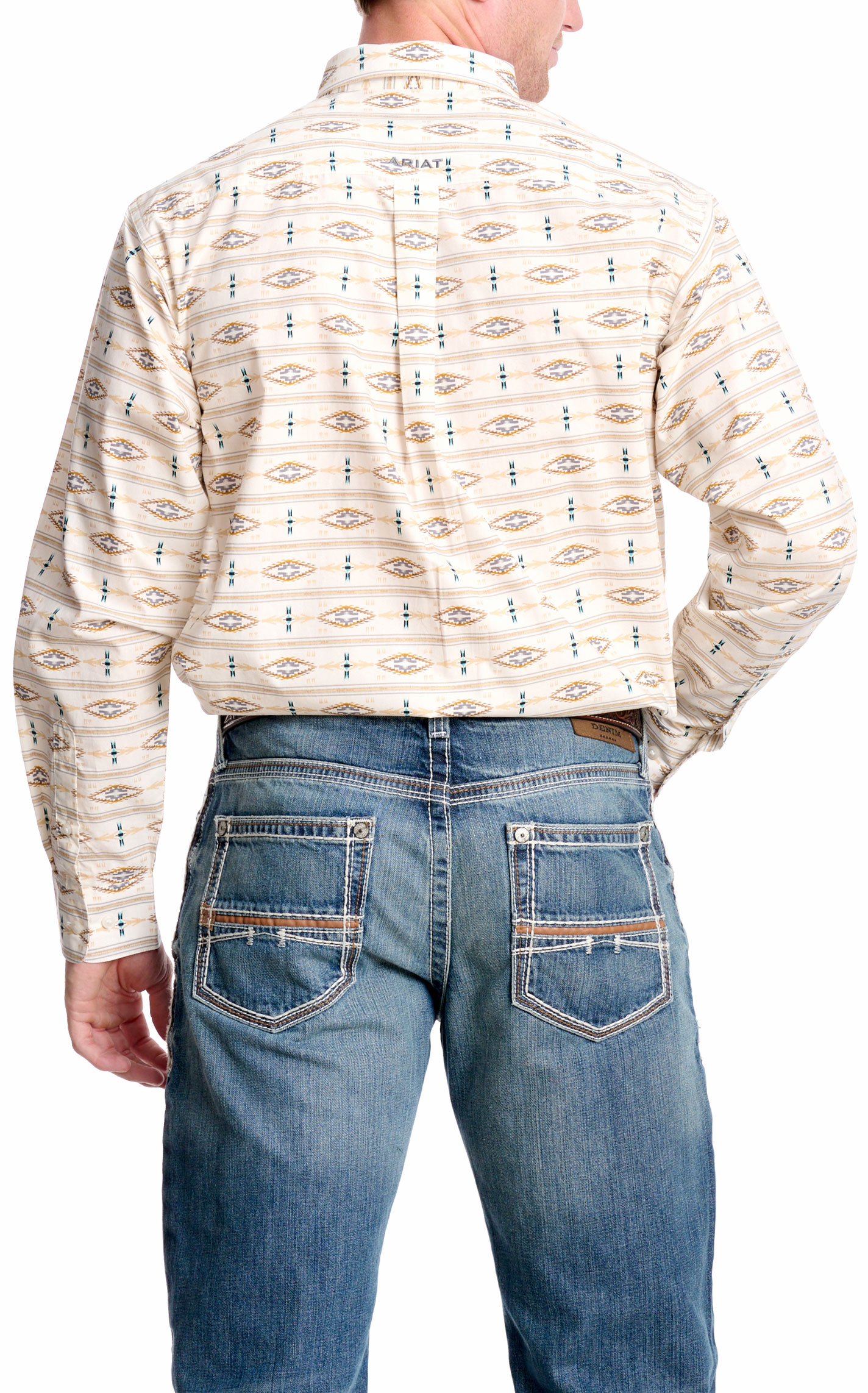 Ariat Men's Keon Cream Latte & Cinnamon Western Shirt - Image 1