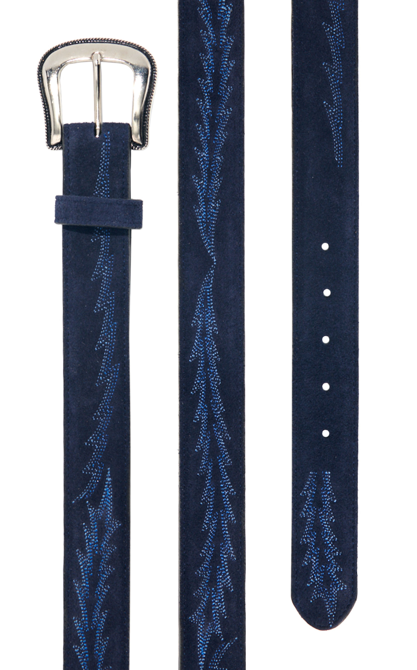 JRC & Sons Women's Nancy Indigo Suede & Blue Ombre Stitch Leather Belt - Image 1
