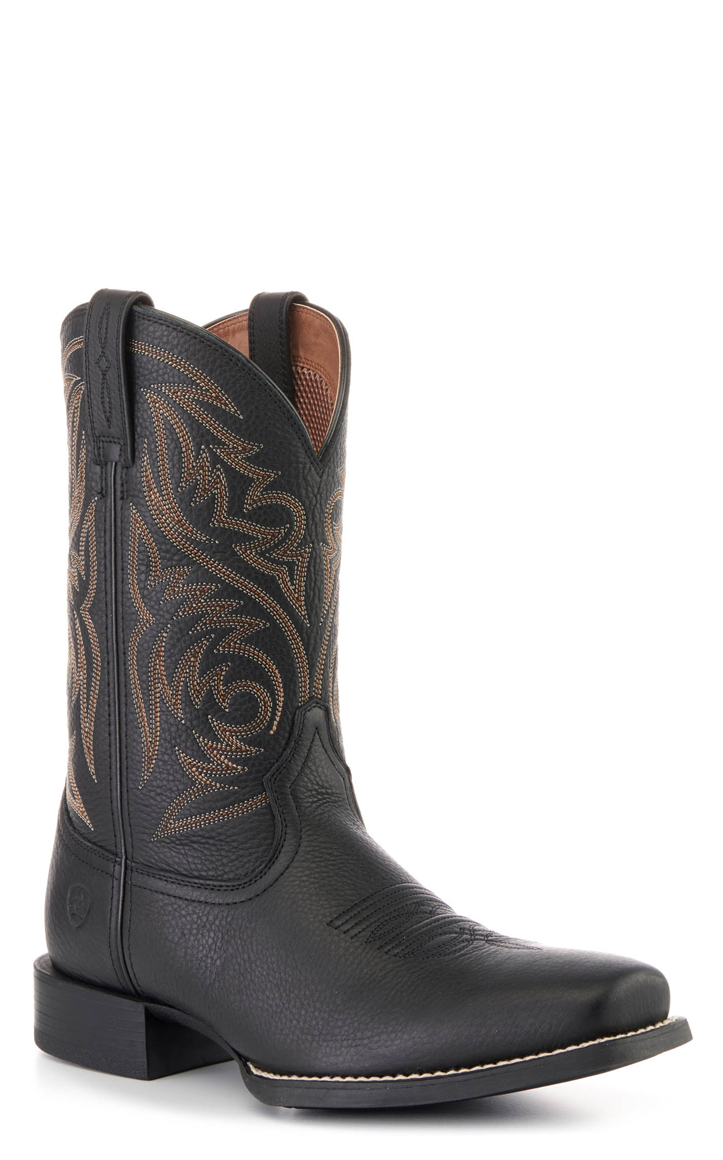 Ariat Men's Sport Herdsman Black Deertan Punchy Toe Cowboy Boots - Image 1