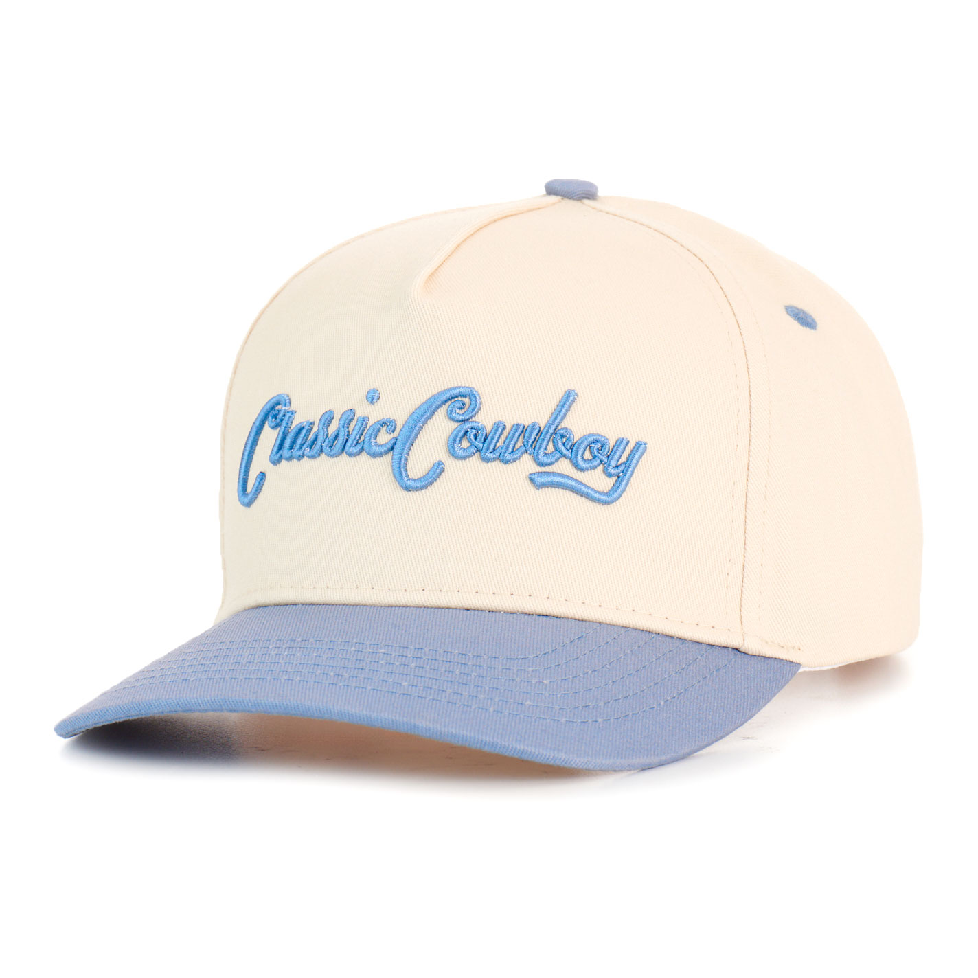 Classic Cowboy True Blue Cream & Blue Embroidered Logo Cap - Image 1