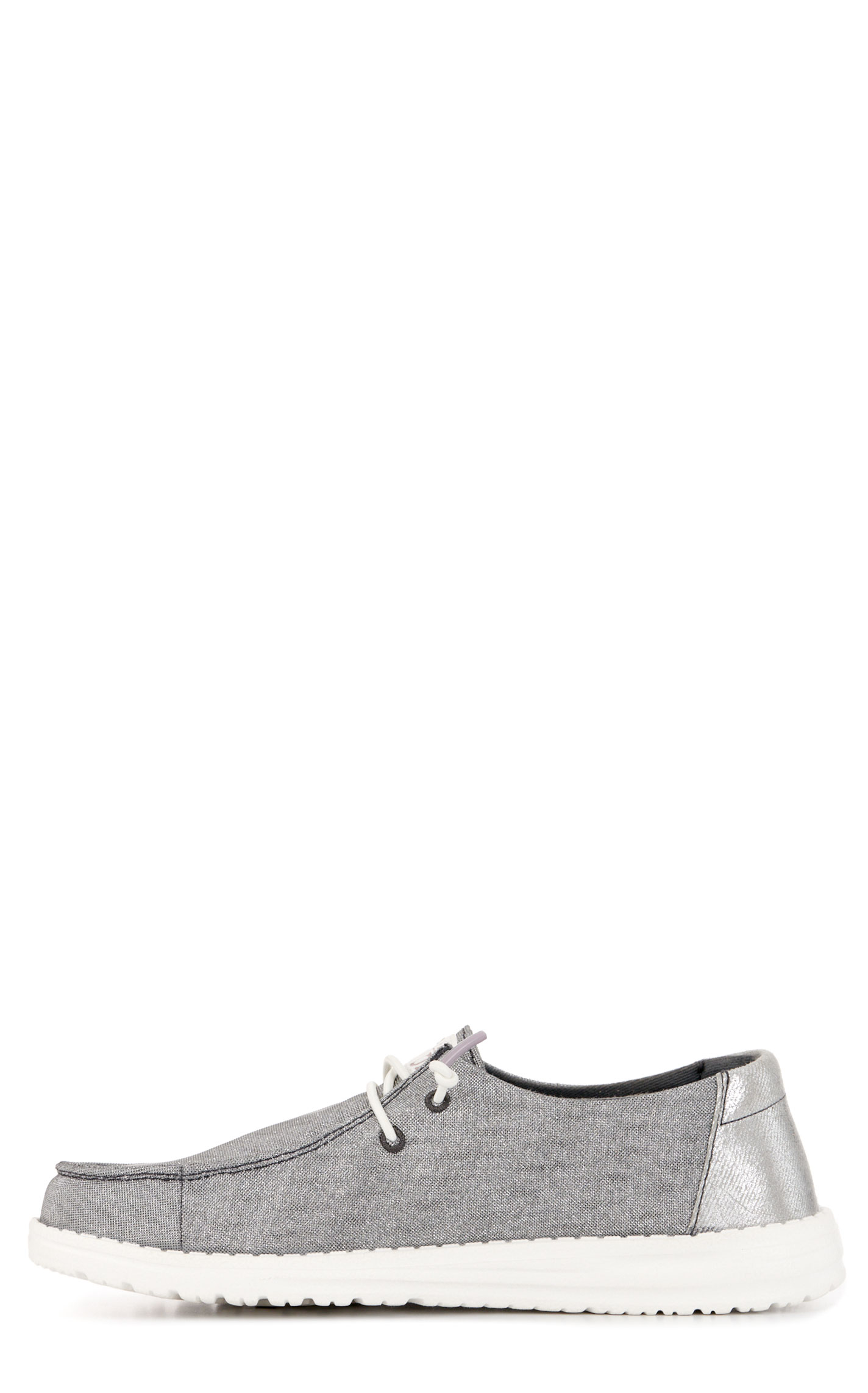 Hey Dude Women's Wendy Metallic Charcoal Moc Toe Lace Up Casual Shoes - Image 1
