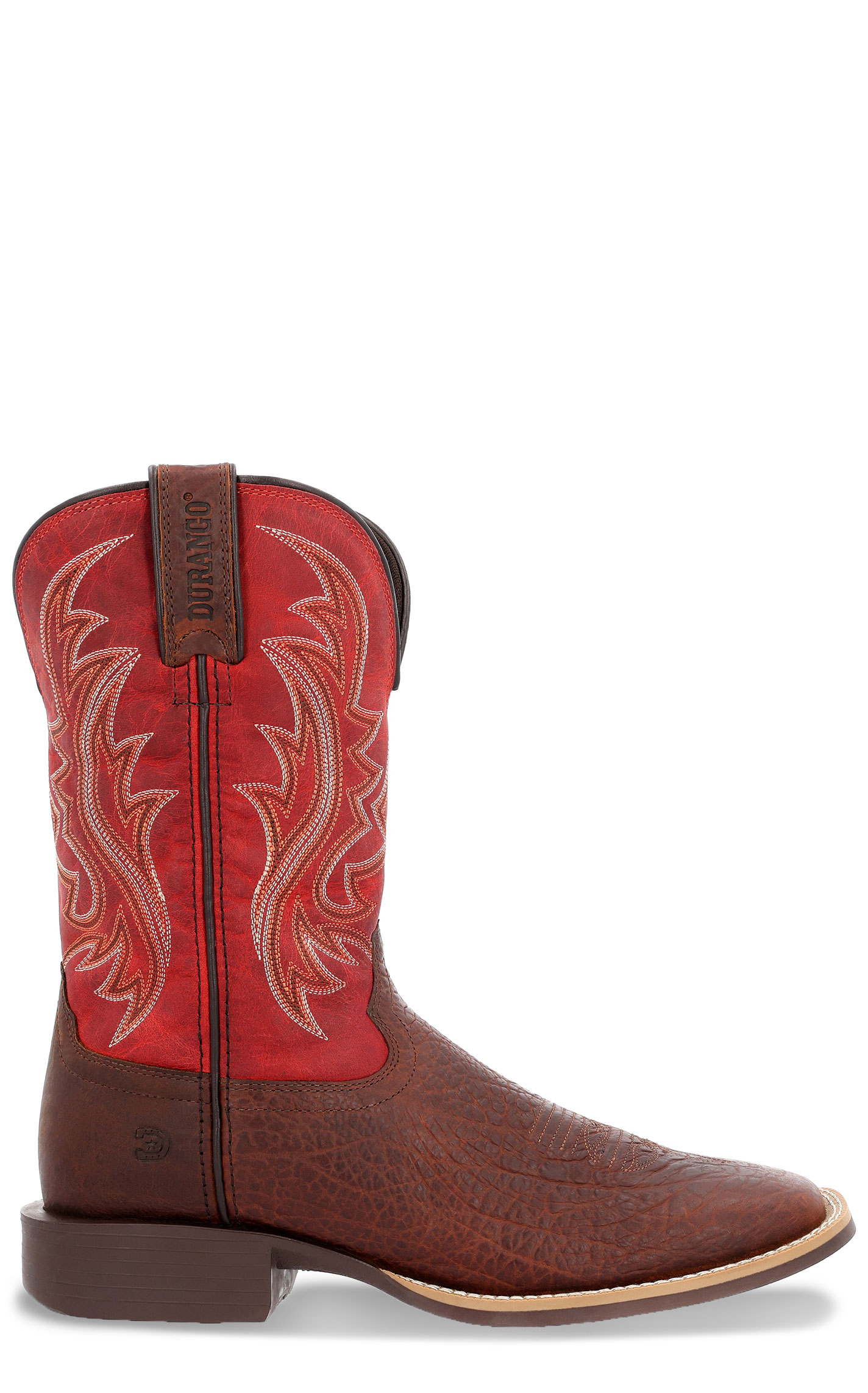 Durango Men's Shyloh Mahogany & Dynamite Red Wide Square Toe Cowboy Boots - Image 1