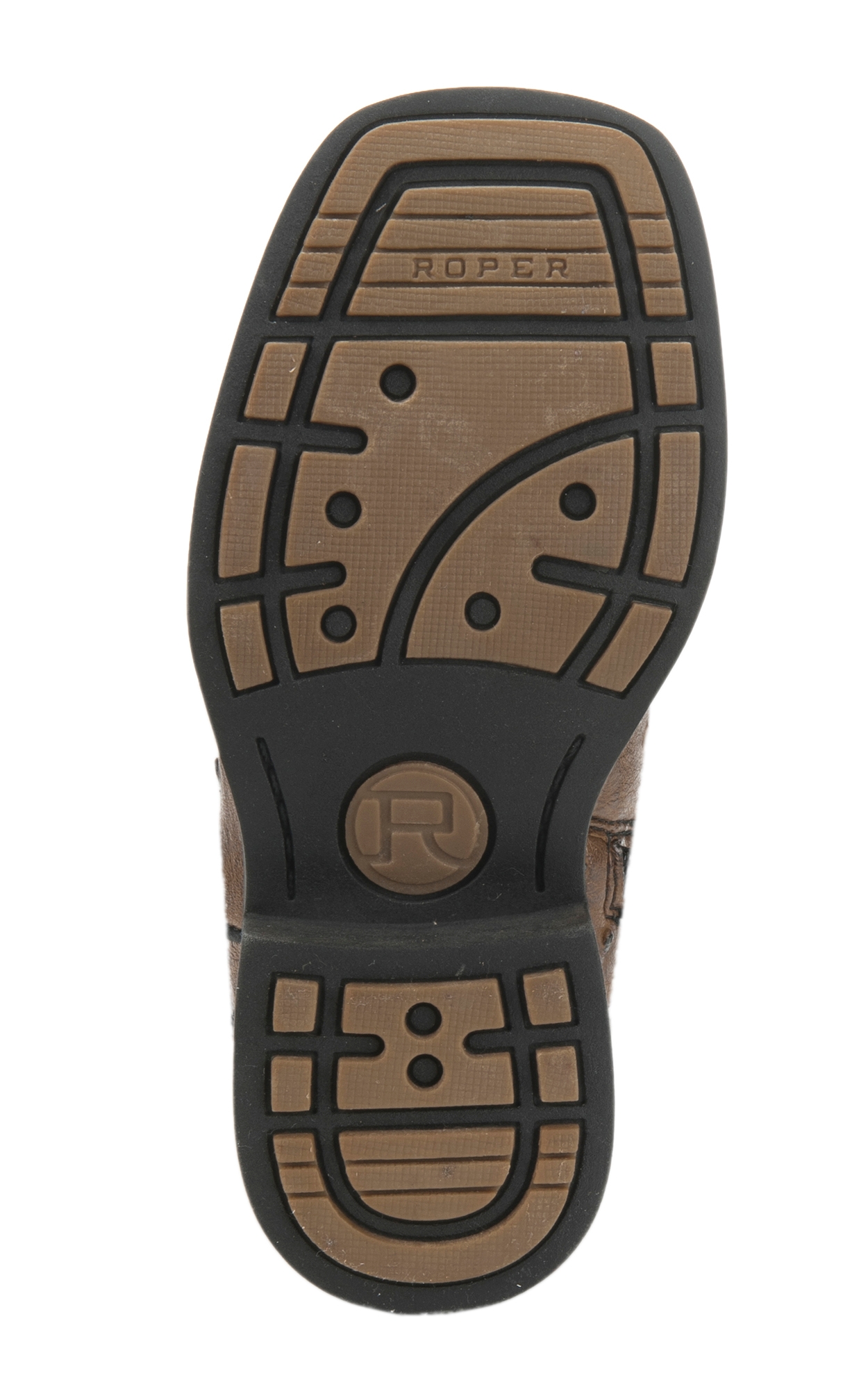 Roper Toddler Brown Ostrich Print and Black Square Toe Cowboy Boots - Image 1