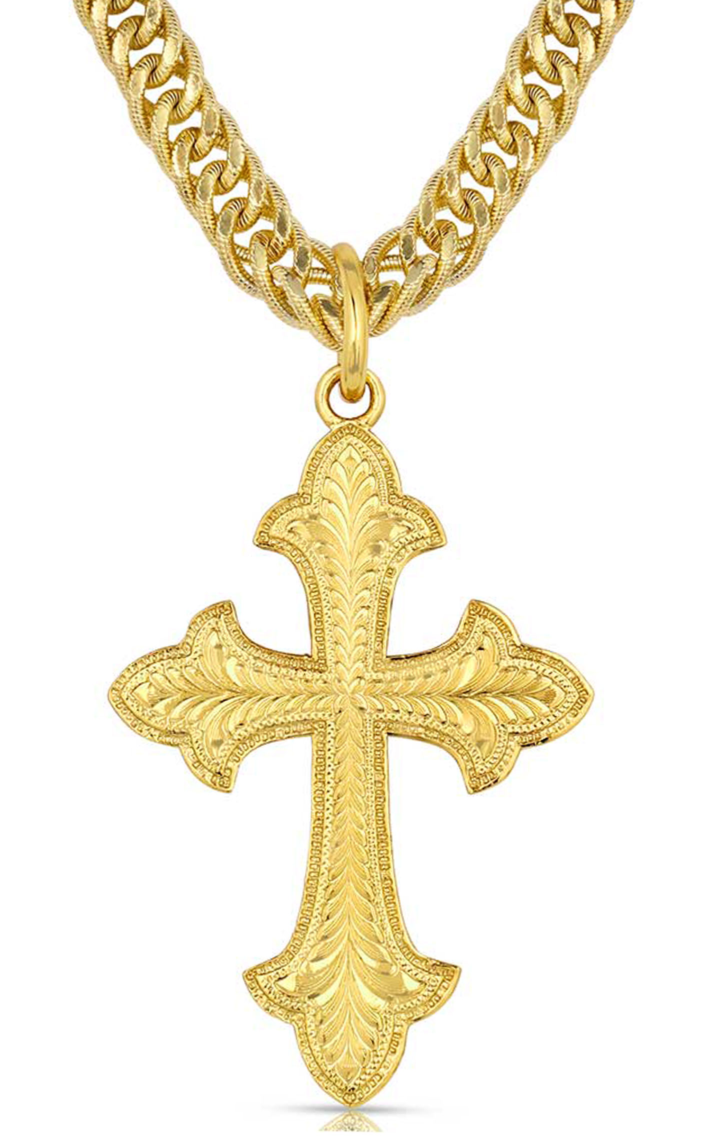 Montana Silversmiths Men's Gold Harvest Moon Cross Necklace - Image 1