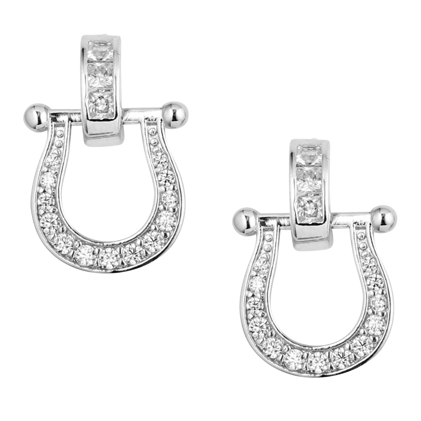 Montana Silversmiths Silver & Cubic Zirconia Sparkle Horseshoe Earrings - Image 1