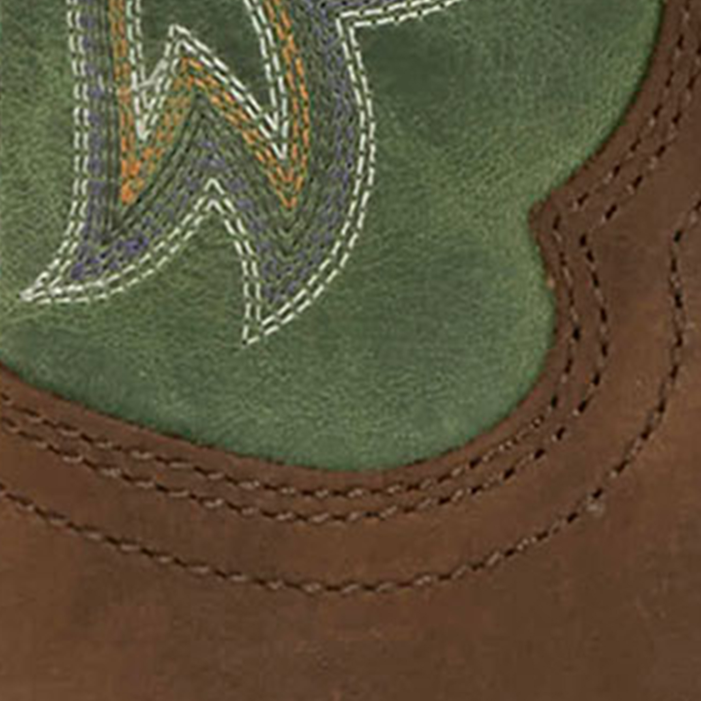 Justin Women’s Frontier Collection Brown & Green Wide Square Toe Boots - Image 1