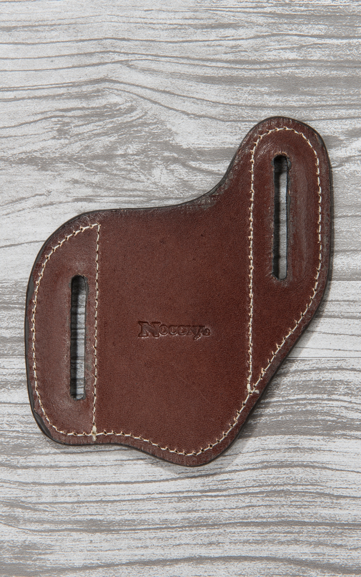 Nocona Dark Brown Leather with Floral Tooling and White Inlay Knife Sheath - Image 1