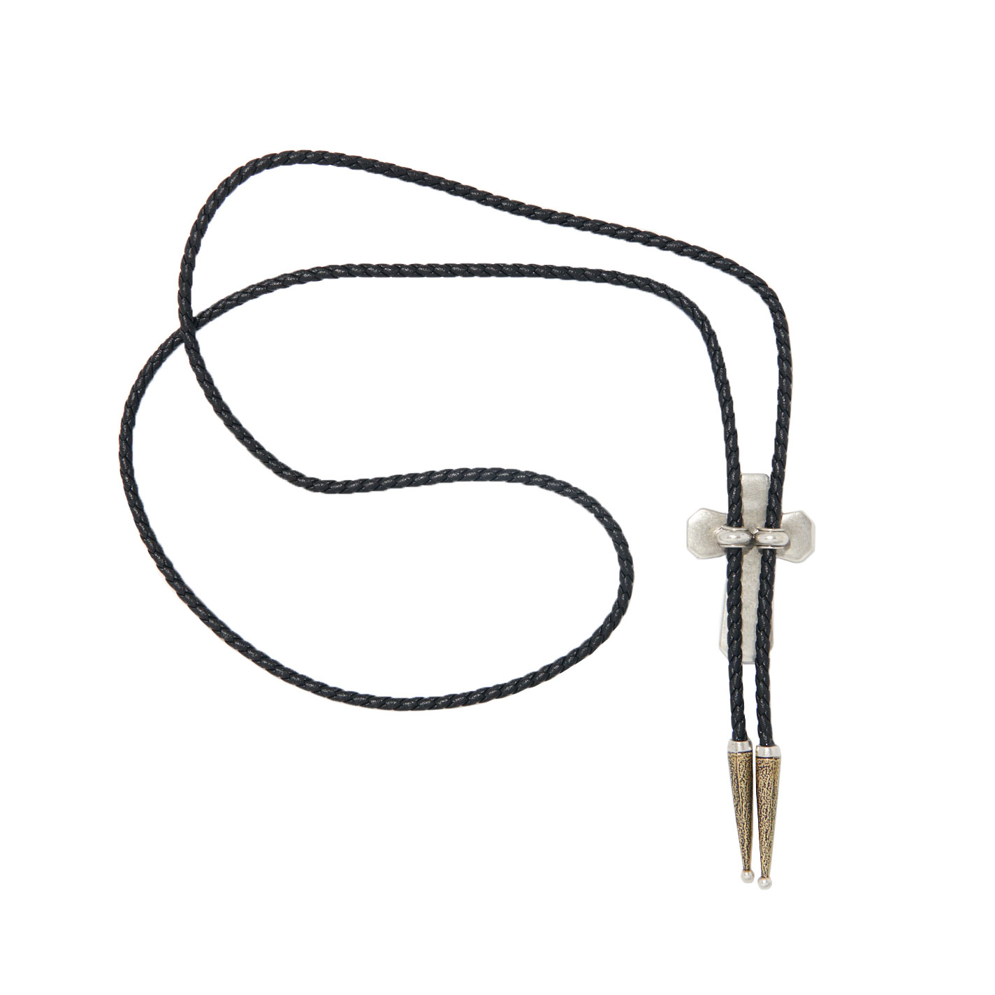 Montana Silversmiths Gold and Black Filigree Center Cross Bolo Tie - Image 1