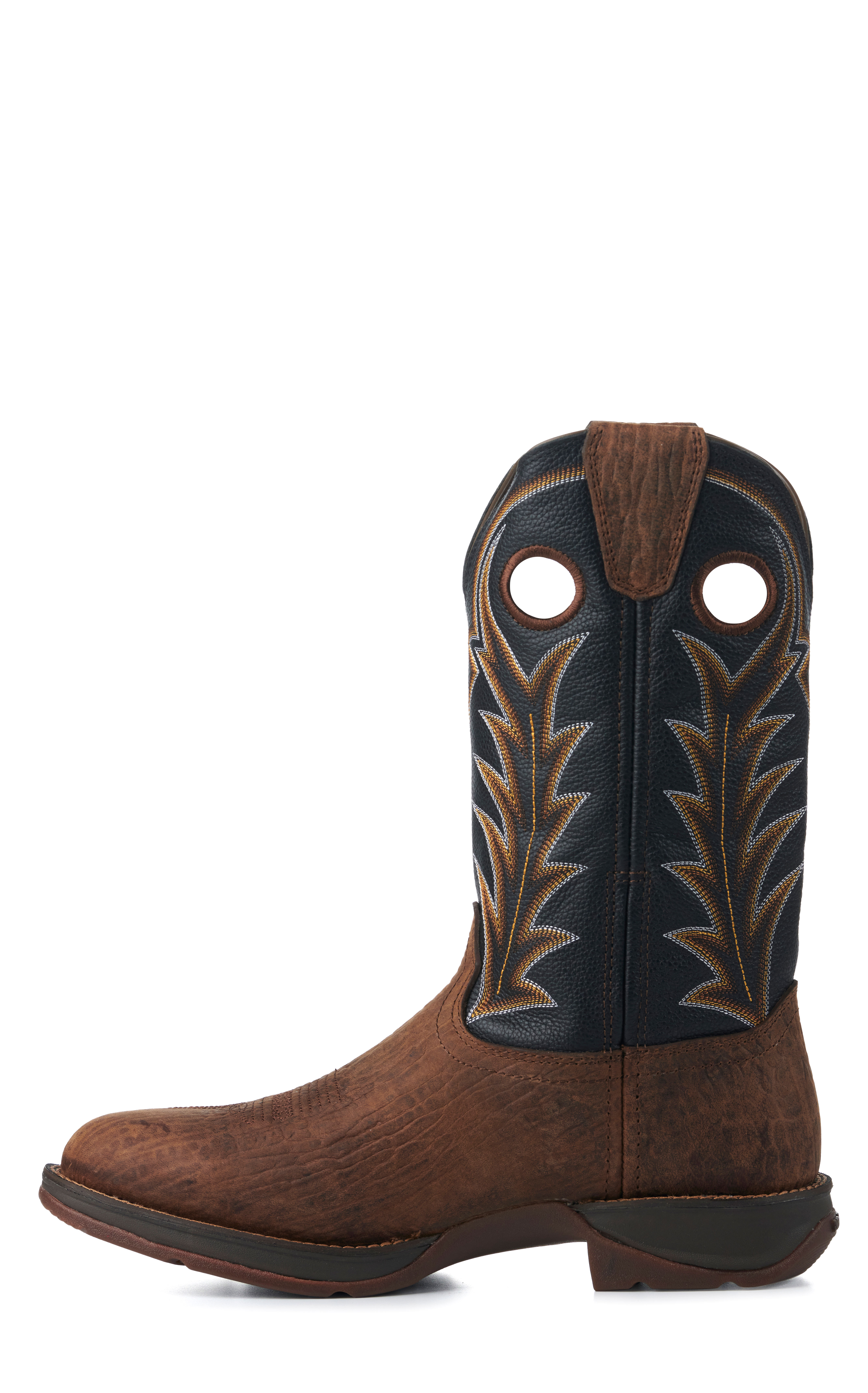 Durango Men's Rebel Black and Dark Brown Round Toe Cowboy Boots - Image 1