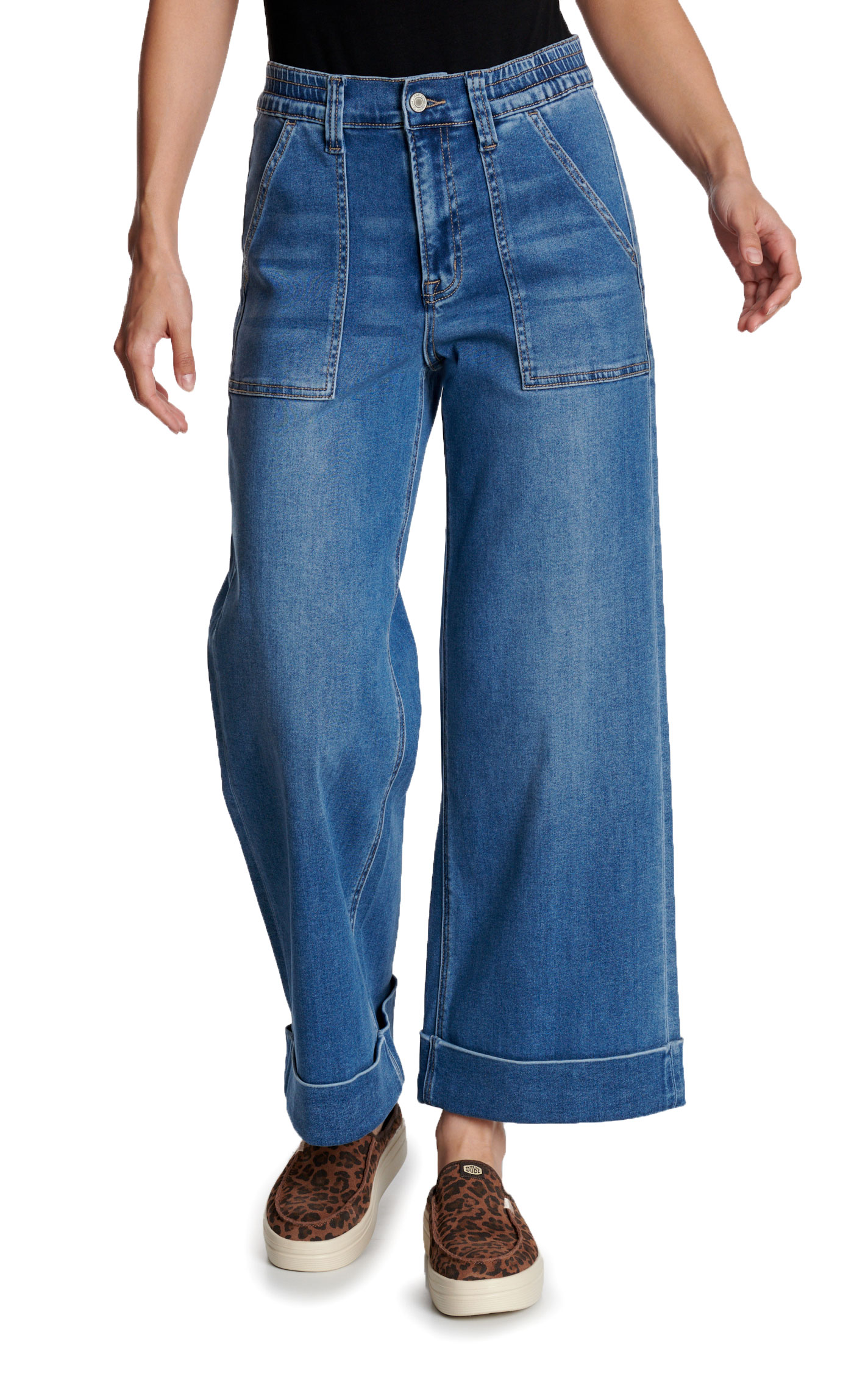 Vervet Women's Light Wash High Rise Supersoft Baggy Wide Leg Crop Jeans - Image 1
