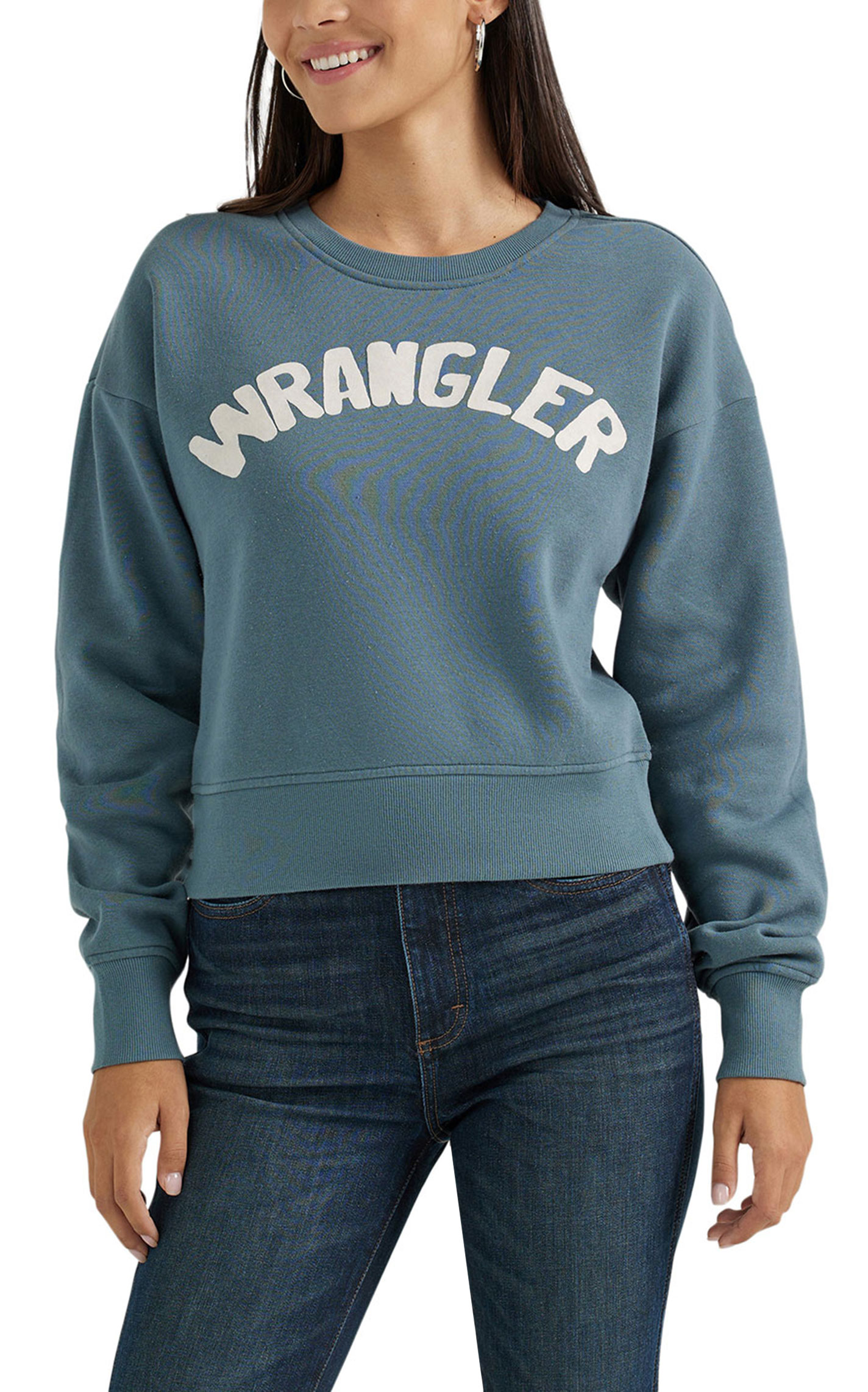 Wrangler Women's Stormy Ocean Logo Graphic Sweatshirt Pullover  - Image 1