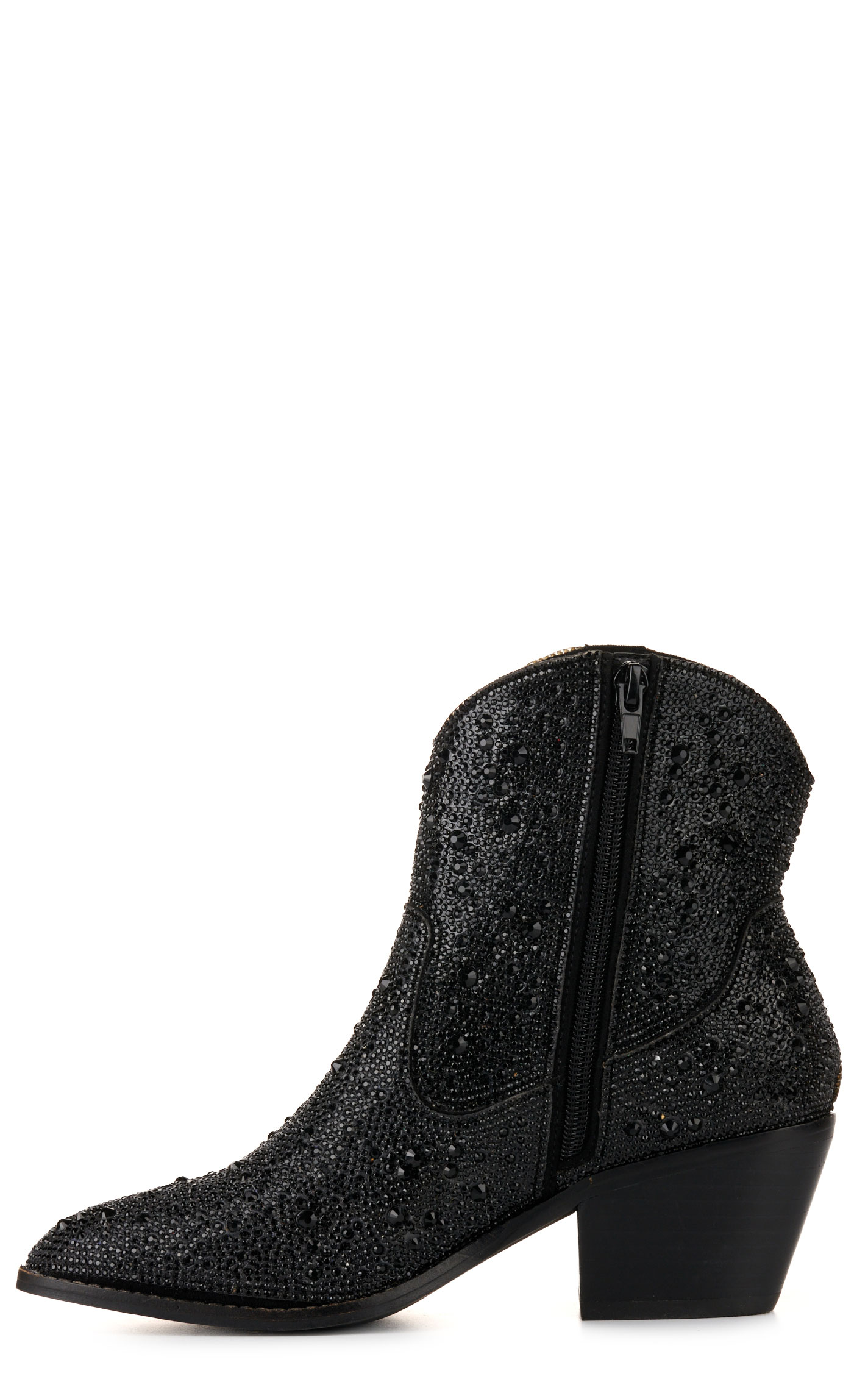 Corky's Women's Shine Brite Black Rhinestone Round Toe Booties - Image 1