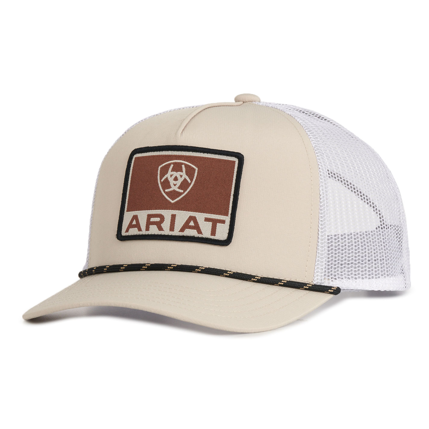 Ariat Men's Cream & White Logo Patch Cap - Image 1