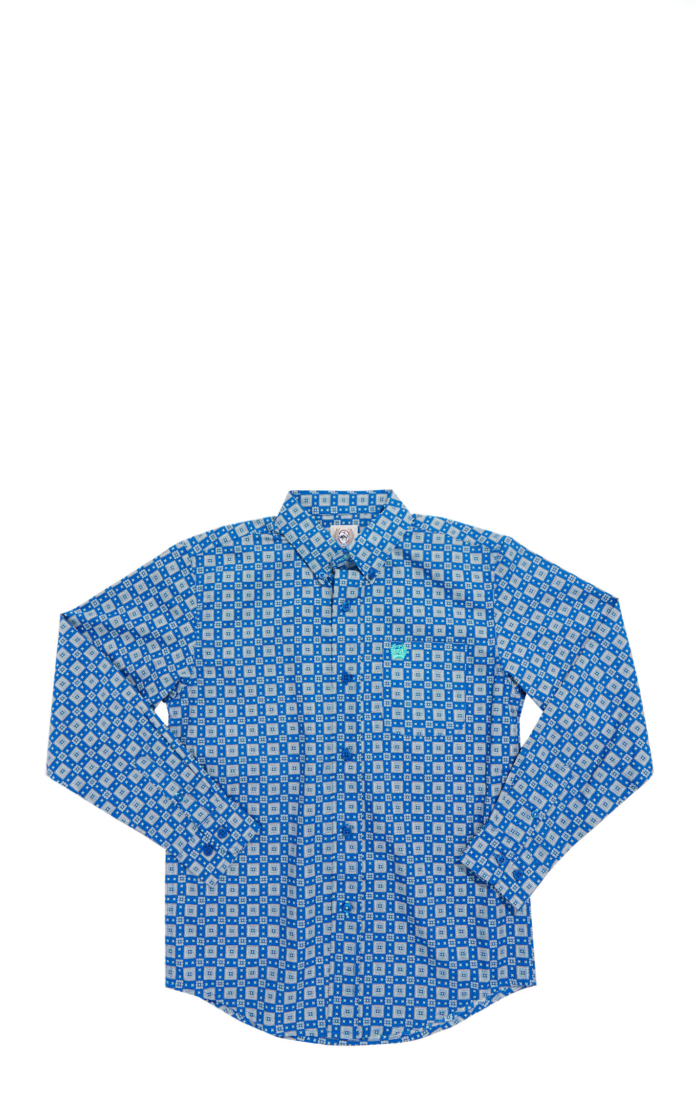 Cinch Boy's Royal Blue Geo Print Western Shirt - Image 1