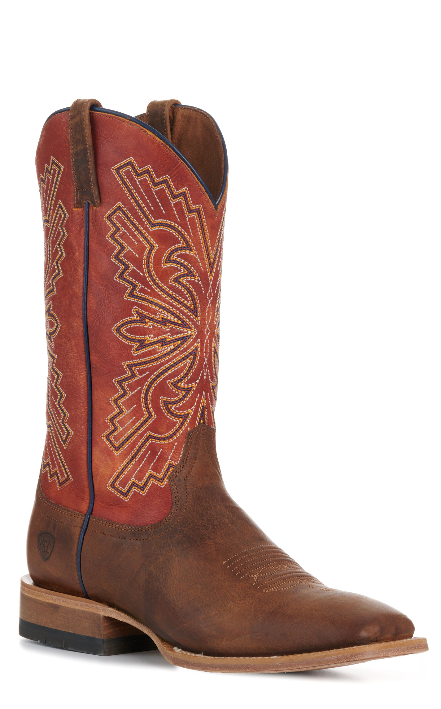 Ariat Men’s Sting Honey Tan and Tangerine TekStep Wide Square Toe Cowboy Boots - Image 1