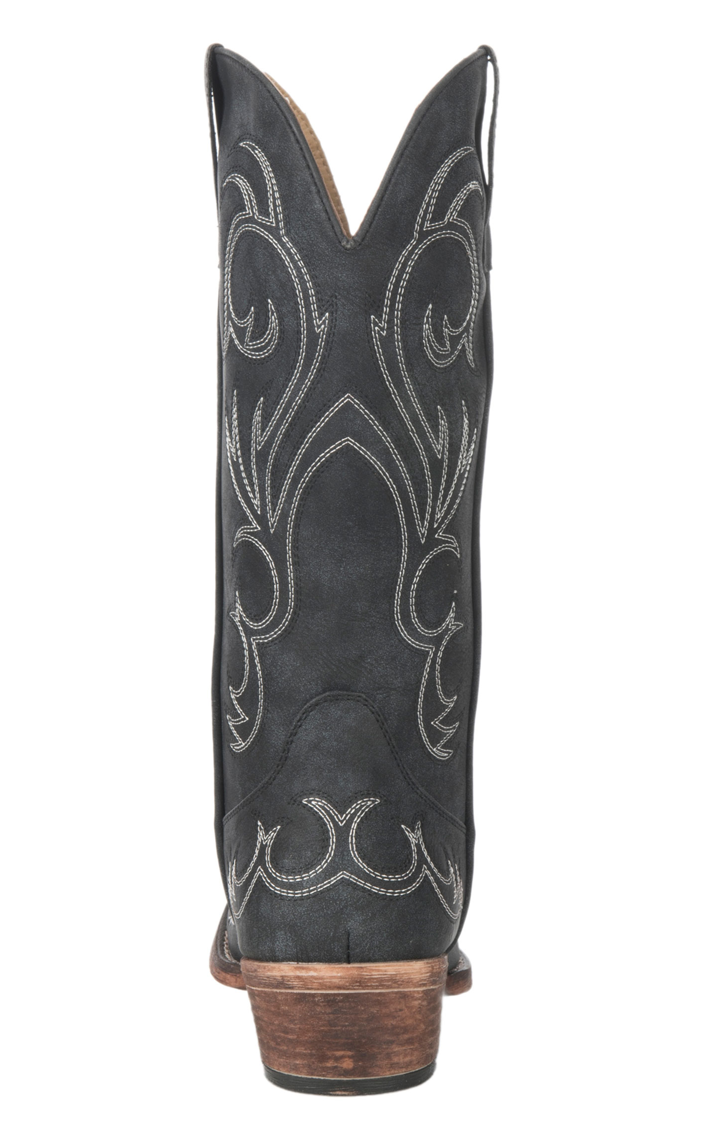 Roper Women's Black Faux Leather with White Stitching Snip Toe Cowboy Boots - Image 1