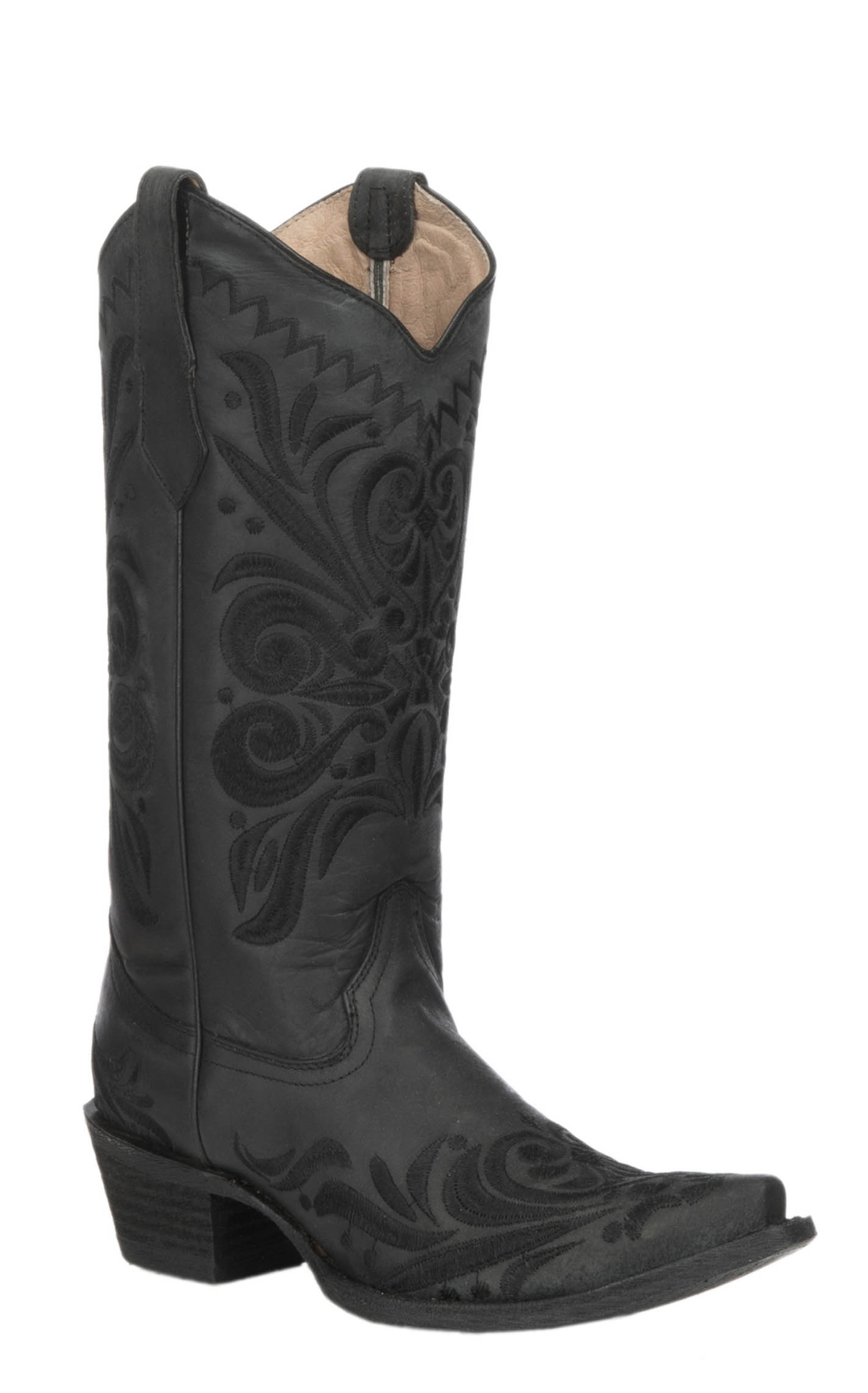 Circle G by Corral Women's Black Filigree Embroidery Cowboy Snip Toe Boots - Image 1
